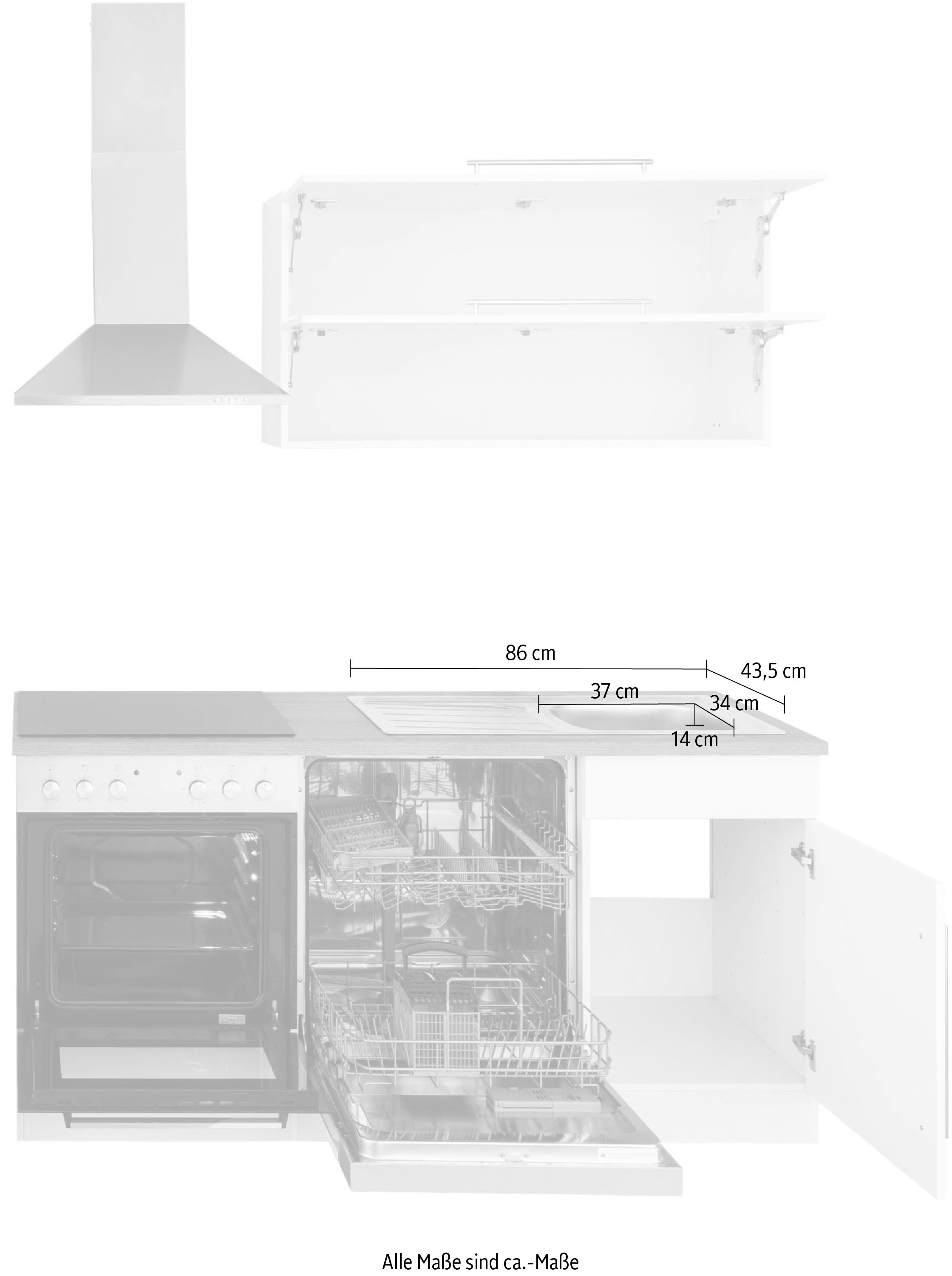HELD MÖBEL Küchenzeile »Samos«, Breite kaufen BAUR | E-Geräten, cm 170 mit