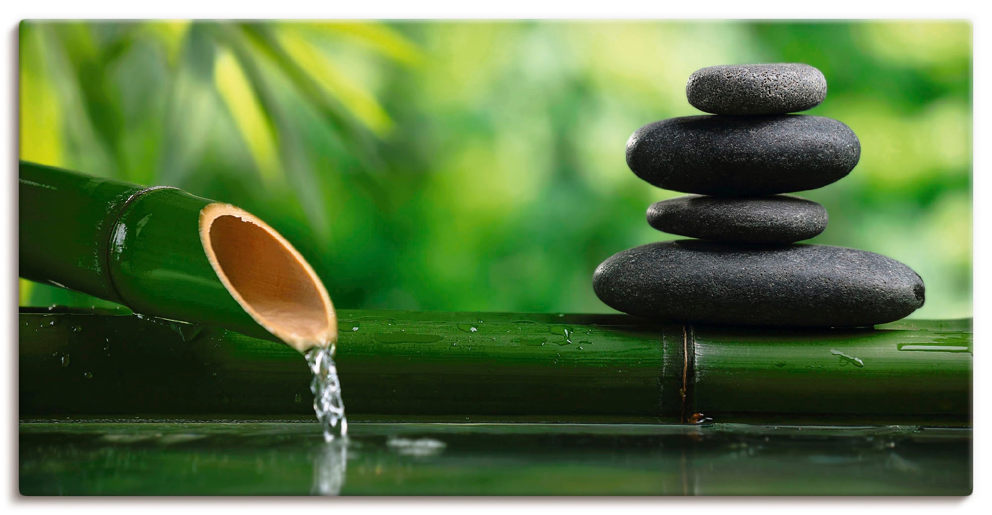 Artland "Bambusbrunnen und Zen-Stein" Zen 1 Stk. tlg. auf Holzrahmen gespan günstig online kaufen