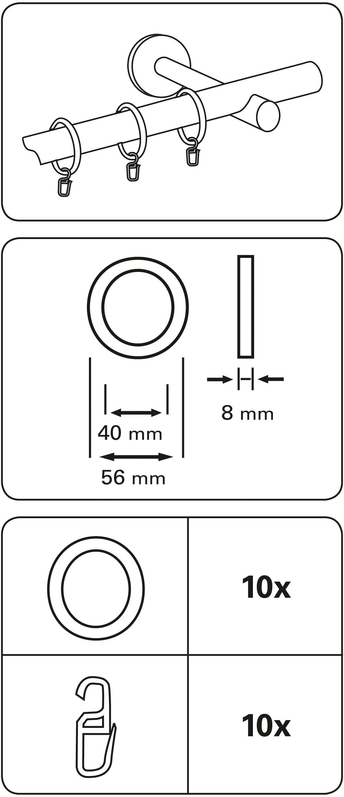 Thumbnail - GARDINIA Gardinenring "Kunststoff mit Faltenlegehaken" Serie Spannstange Ø 23/26 mm