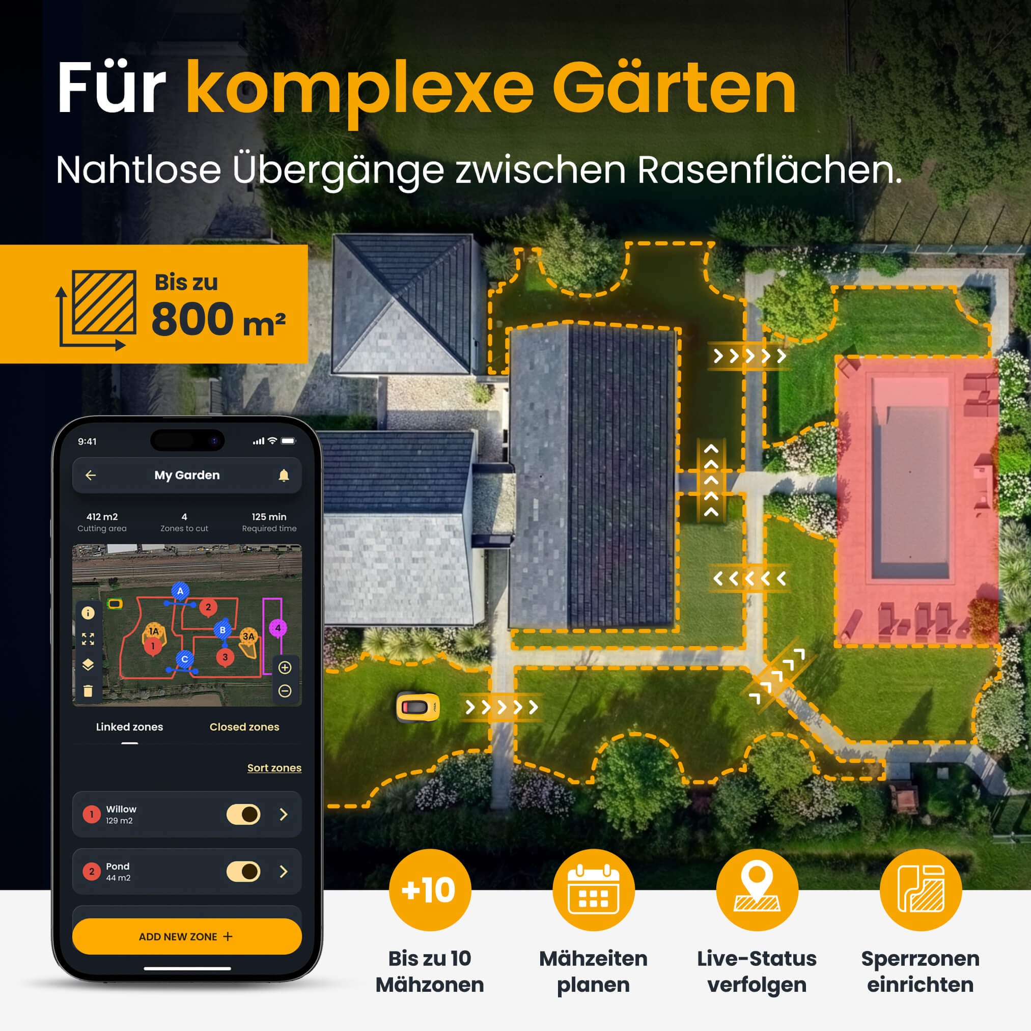 STIGA GARDEN Rasenmähroboter »A 8v« Set,   App-Steuerung, Mehrzonen-Management, RTK+KI-Kamera+VISTA-Technologie