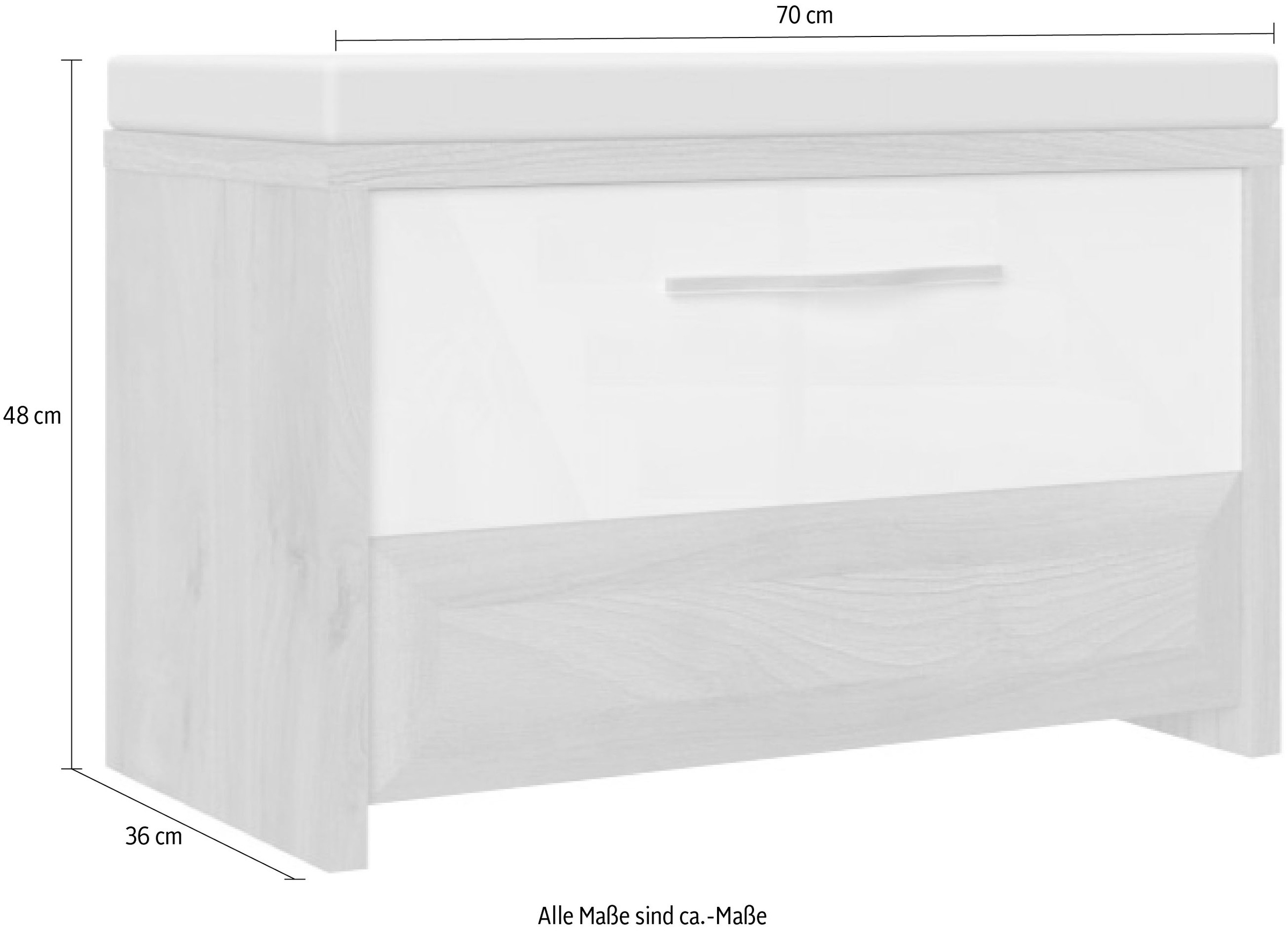 Schuhbank OTTO HOME "Gala", beige (beige hg, pacific walnuß decor), B:70cm H:48cm T:36cm, Holzwerkstoff, MDF, Polyester, Sitzbänke, Schuhbank, hochwertig UV lackiert, mit Sitzkissen, Breite 70cm 2