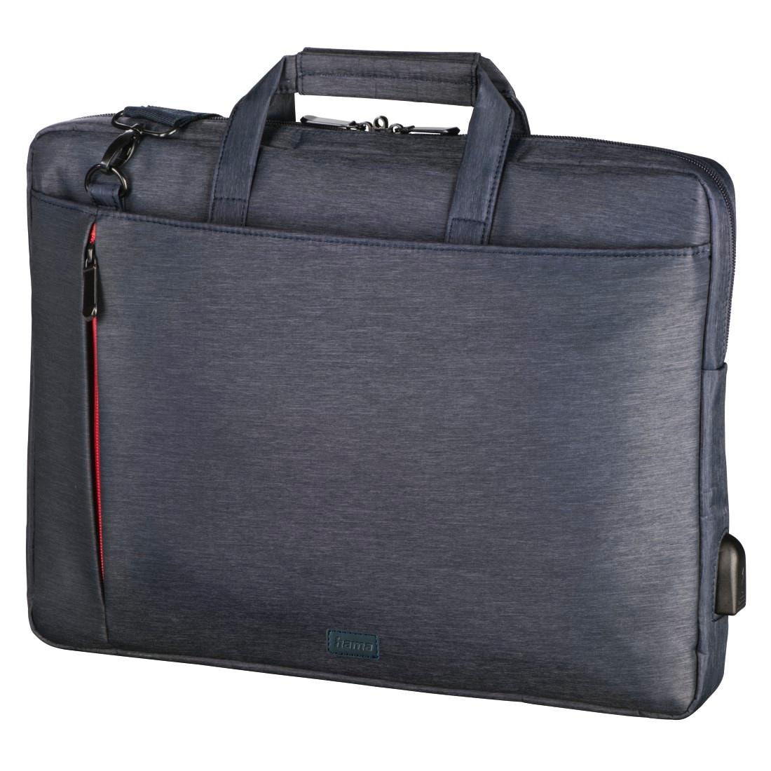 Hama Laptoptasche »Notebook Tasche bis 34 cm (13,3 Zoll), Farbe Blau, modisches Design«, Mit Tabletfach, Vordertaschen, Organizerstruktur, Trolleyband,USB-Port