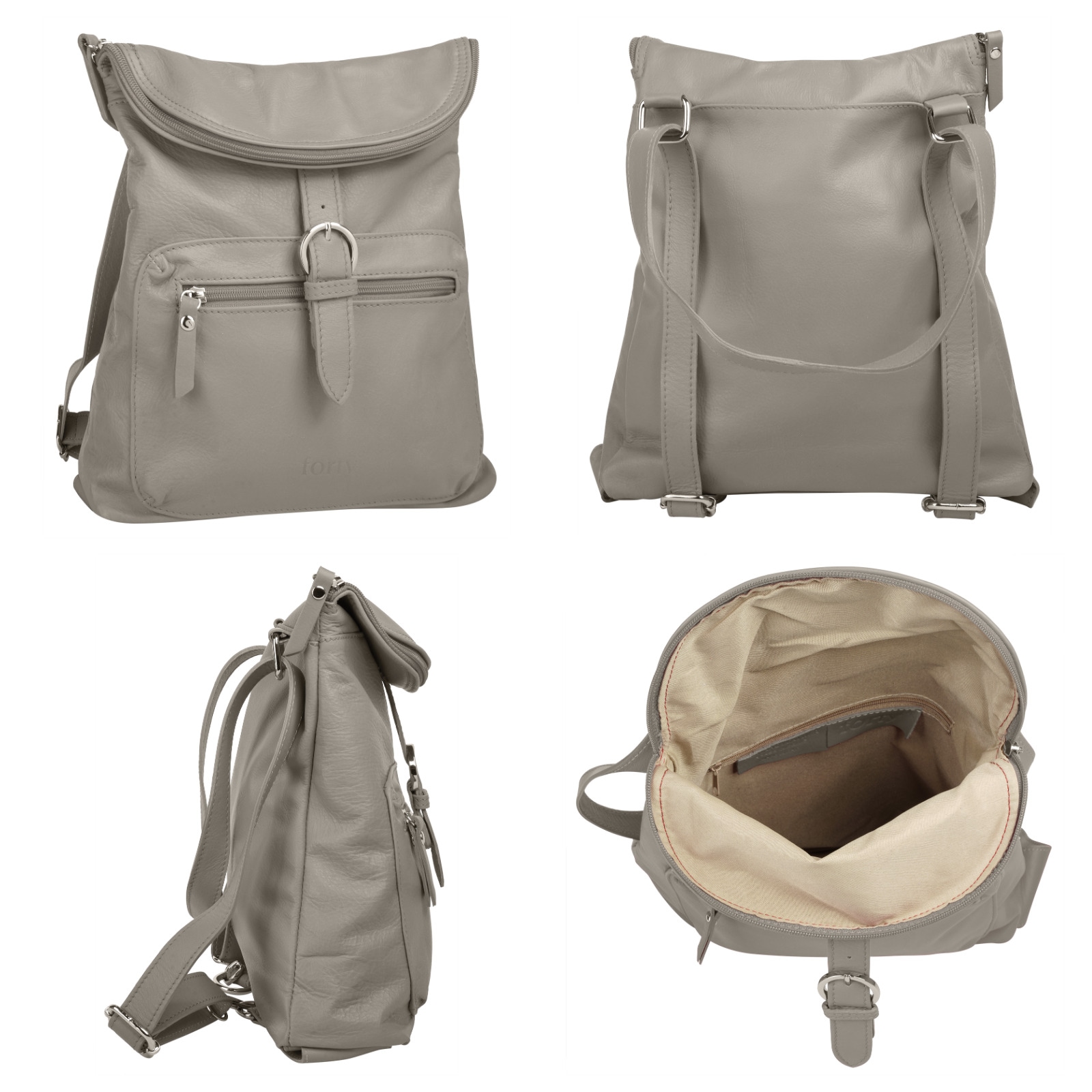 forty° Cityrucksack, echt Leder, Made in Italy