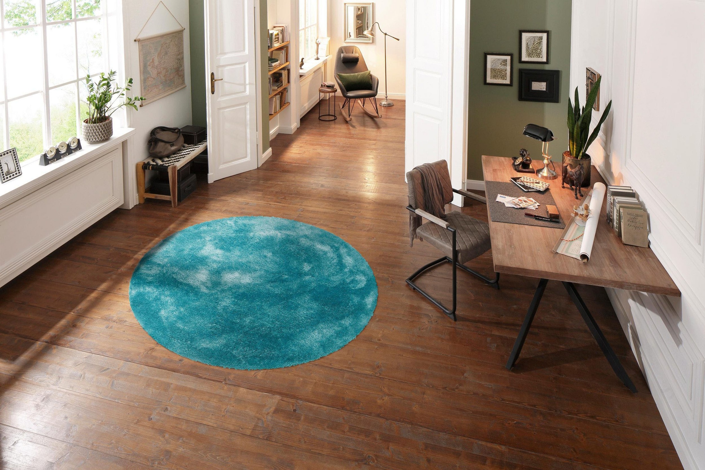 Home affaire Hochflor-Teppich »Deman«, rund, 25 mm Höhe, Uni-Farben, besonders weich und kuschelig durch Mikrofaser, rund
