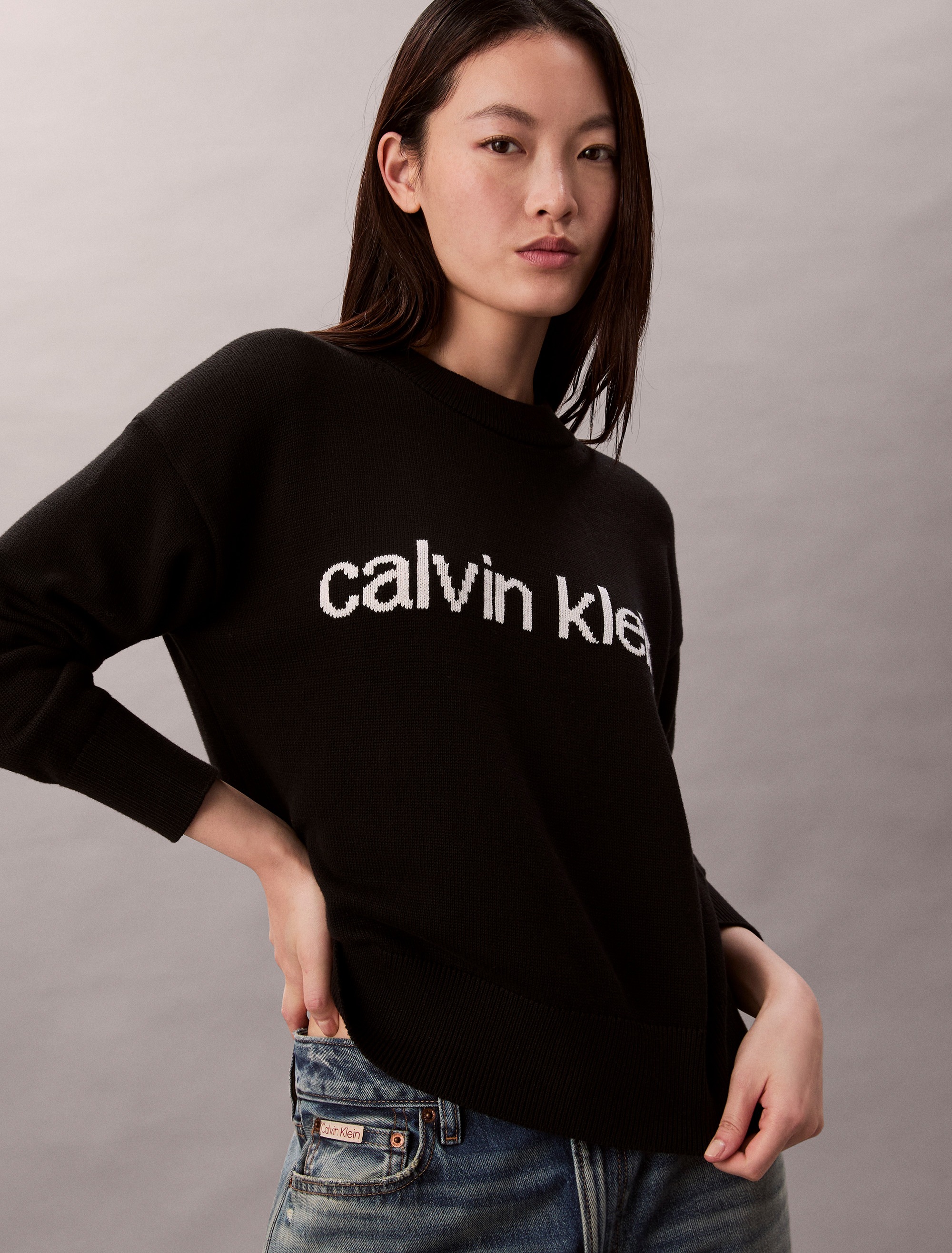 Calvin Klein Jeans Strickpullover "Cotton Graphic Pullover" Mit Rundhalsaus günstig online kaufen