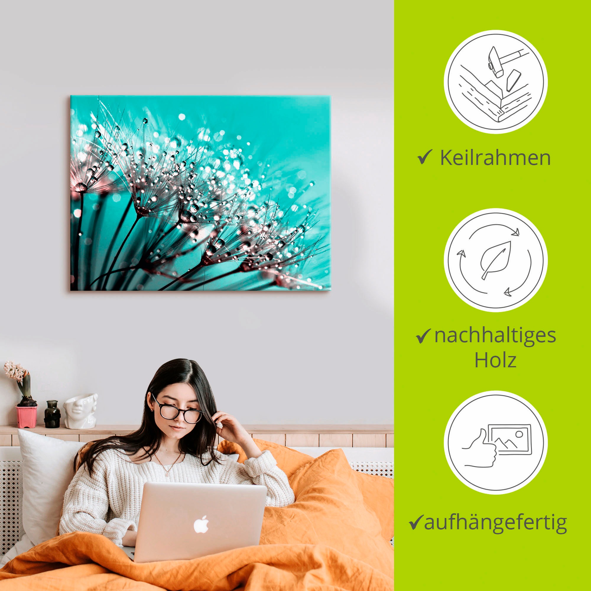 Artland Wandbild »Glitzernde Pusteblume I«, Blumen, (1 St.), als Leinwandbild, Poster in verschied. Größen