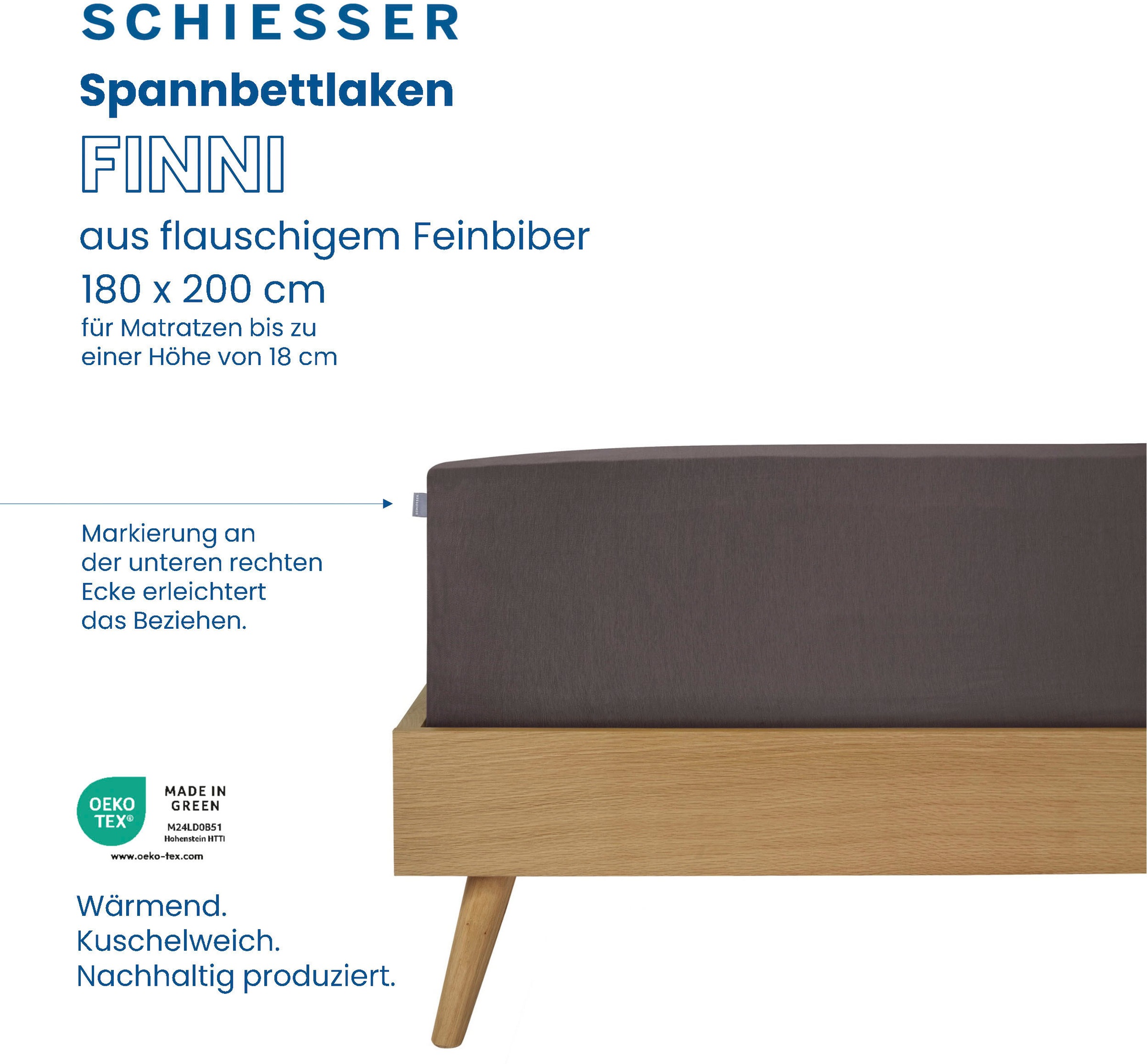 Schiesser Spannbettlaken "Finni aus wärmender Baumwolle" für Matratzen bis günstig online kaufen