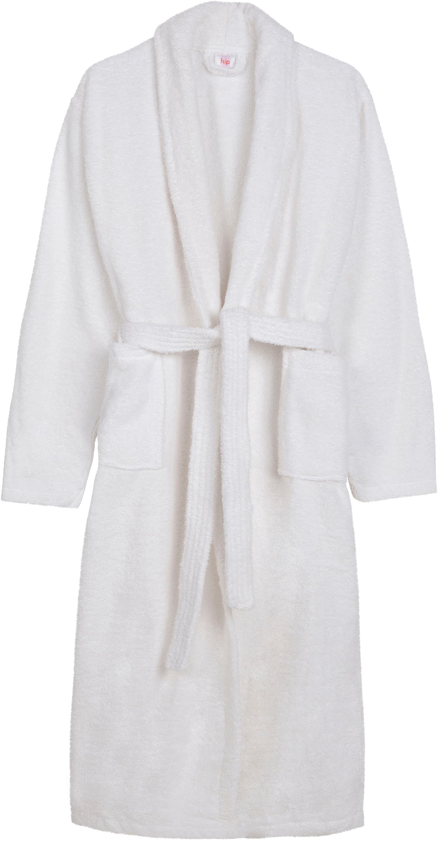 hip Bademantel »Hip Bathrobe uni«, (Packung, 1 St., 1x Bademantel), Schalkragen, Gürtel, Taschen, Damen & Herren, Velours, Glanz