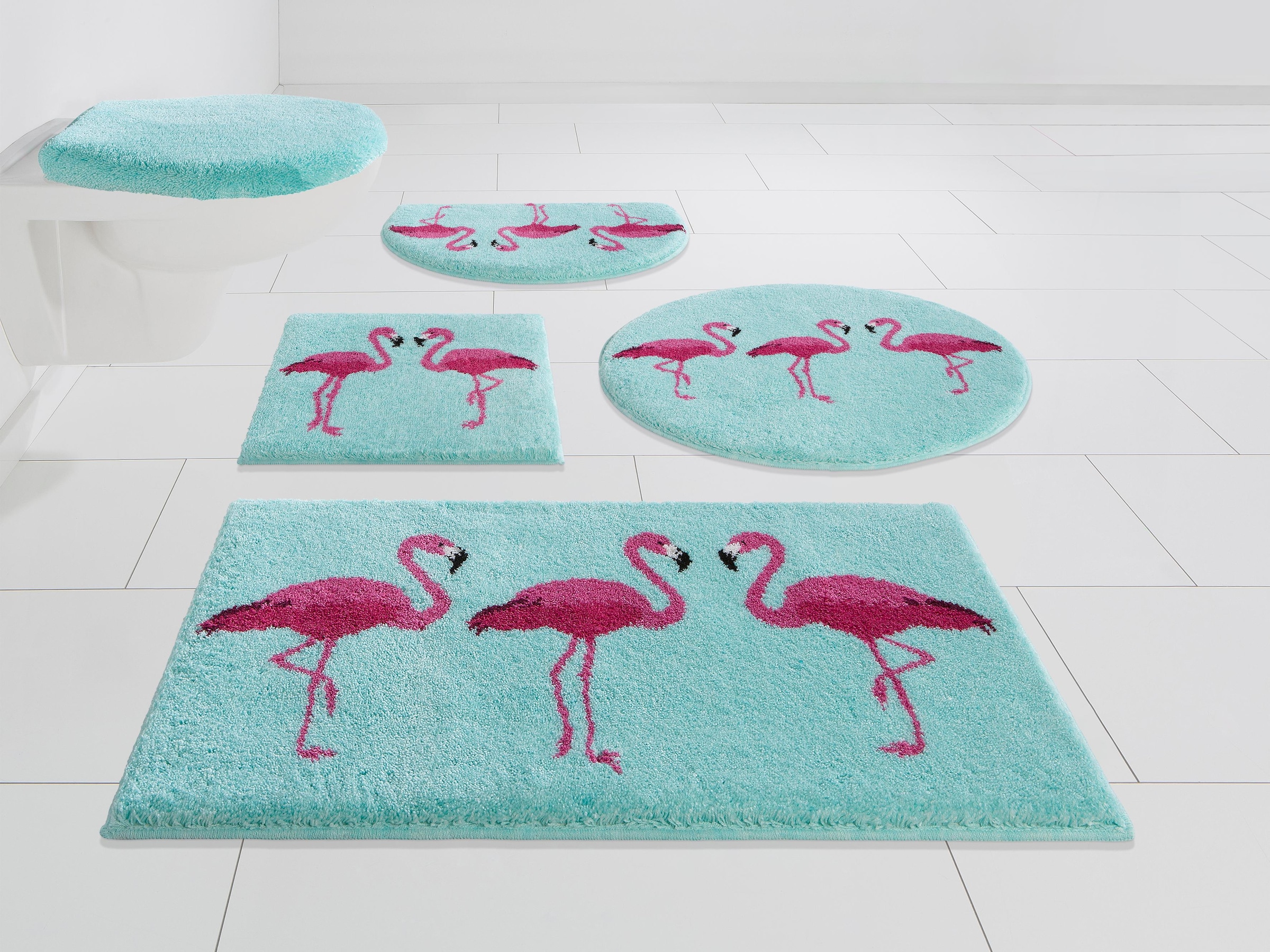 Grund Badematte »Flamingos«, Höhe 20 mm, rutschhemmend beschichtet, fußbodenheizungsgeeignet