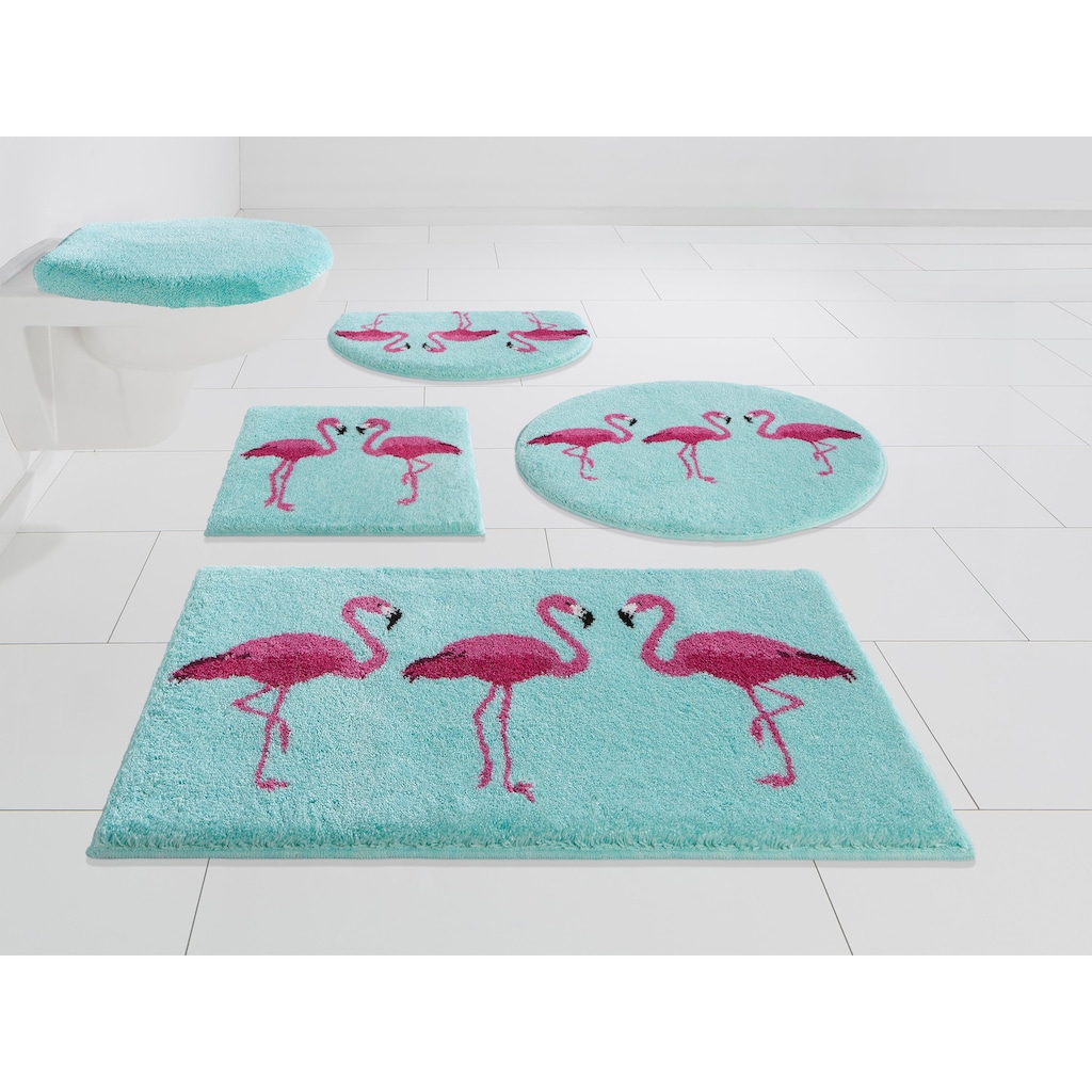 Grund Badematte »Flamingos«, Höhe 20 mm, rutschhemmend beschichtet, fußbodenheizungsgeeignet