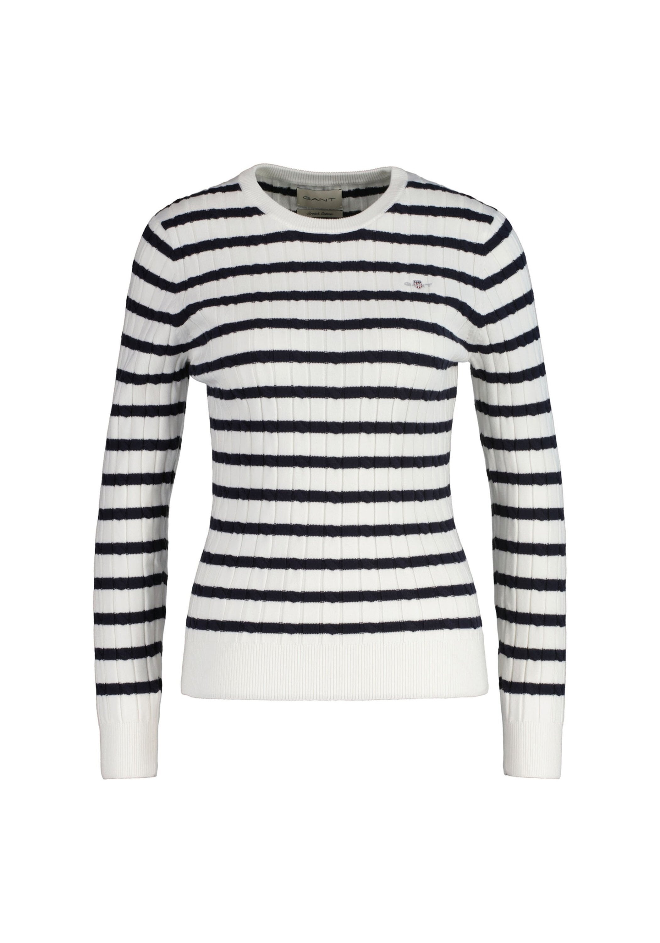 Gant Sweater »Strickpullover STRETCH COTTON CABLE STRIPE C-NECK«