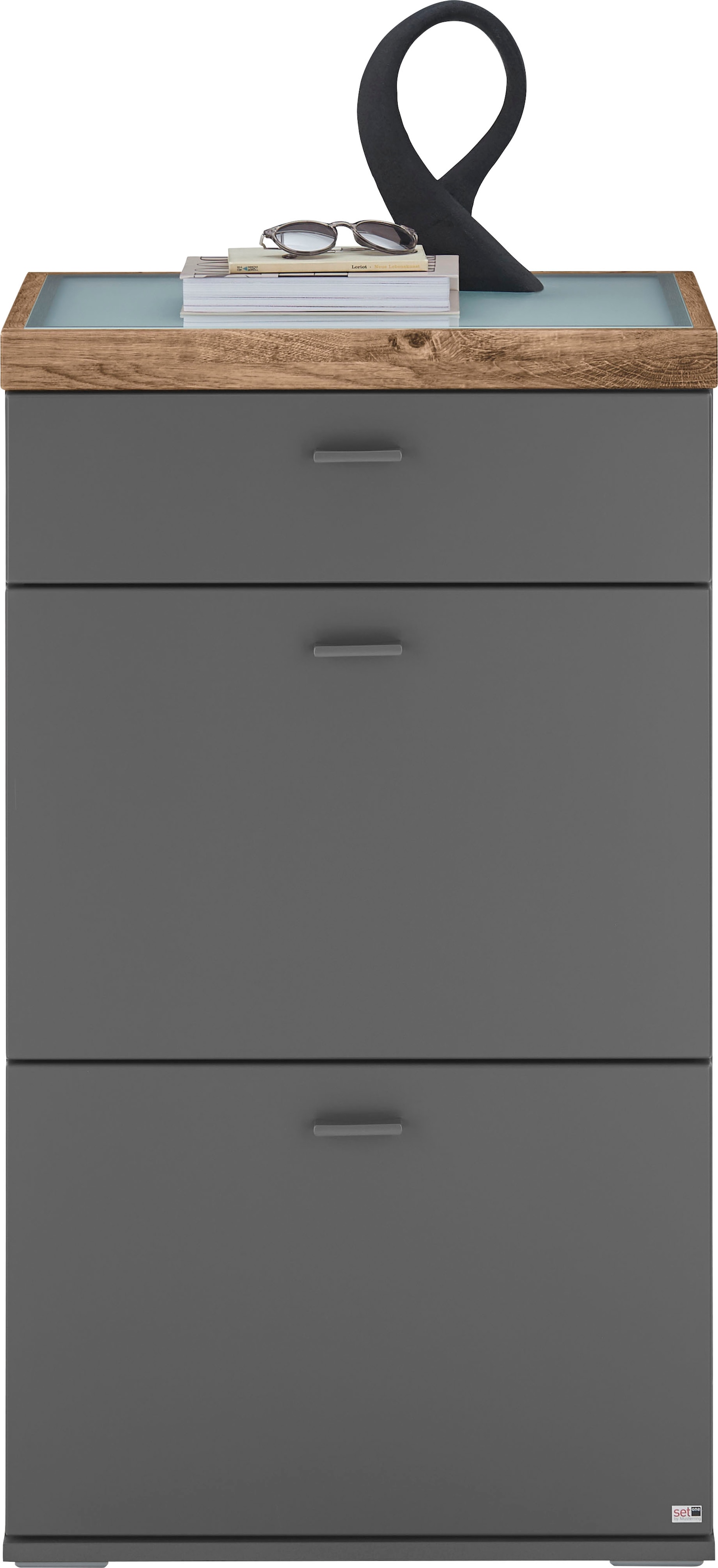 set one by Musterring Highboard »Lancaster Dielen«, inklusive LED-Beleuchtung, in 2 Farben erhältlich, B 61 x H 91 cm