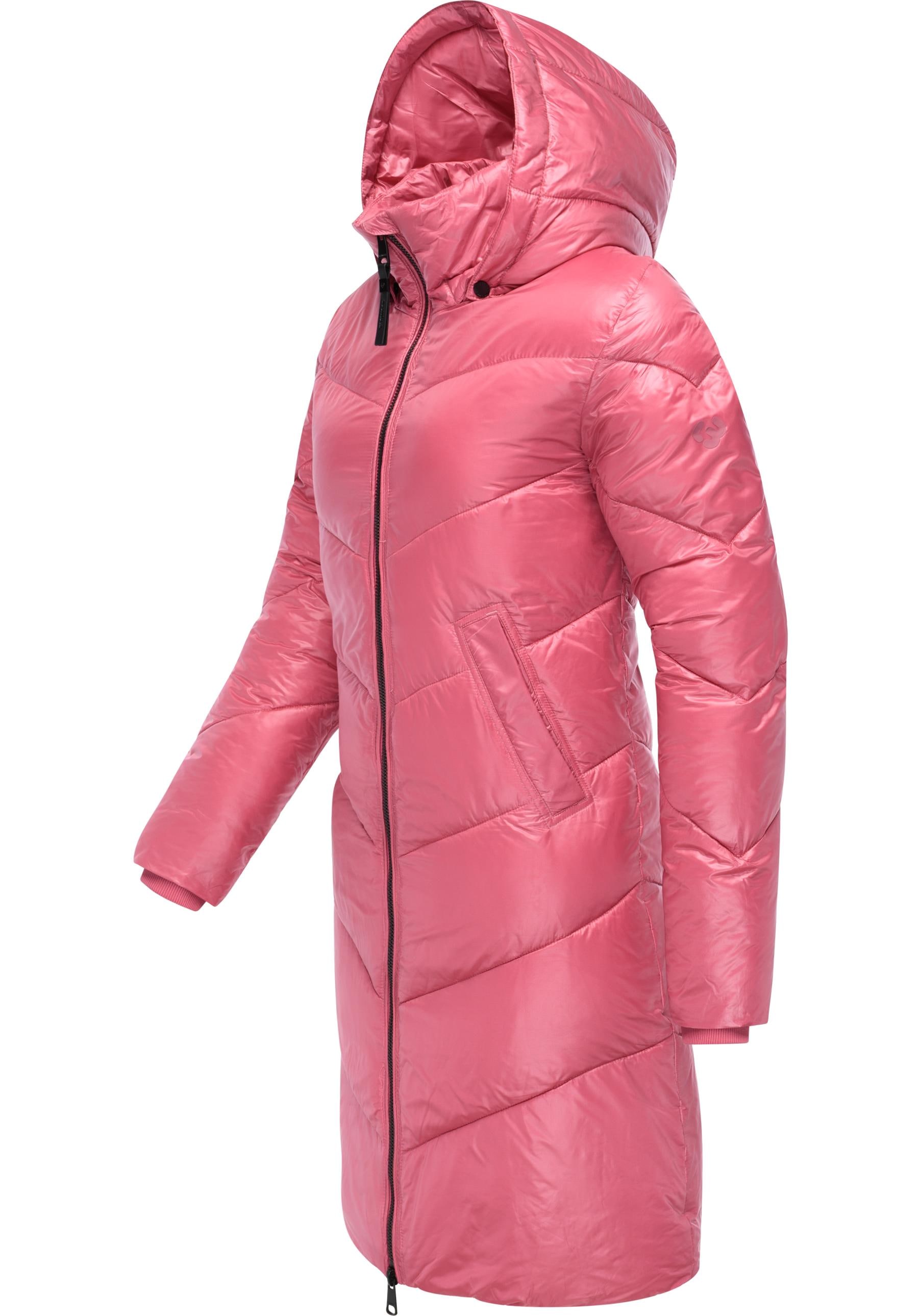 Ragwear Wintermantel »Rebelka Shiny«, Glänzender Winter Steppmantel mit Kapuze