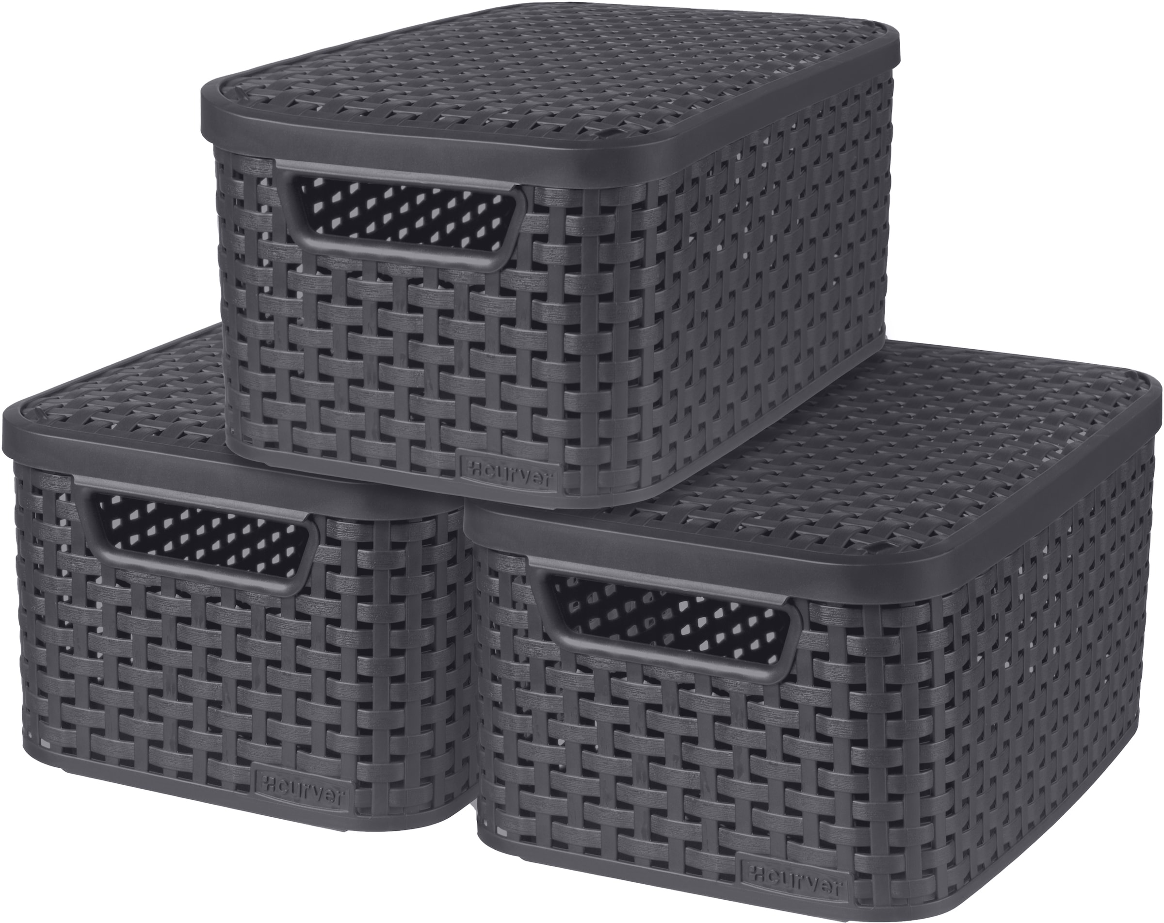 Curver Organizer "Style" Aufbewahrungsbox, mit Deckel anthrazit, 3 x 7 Lite günstig online kaufen