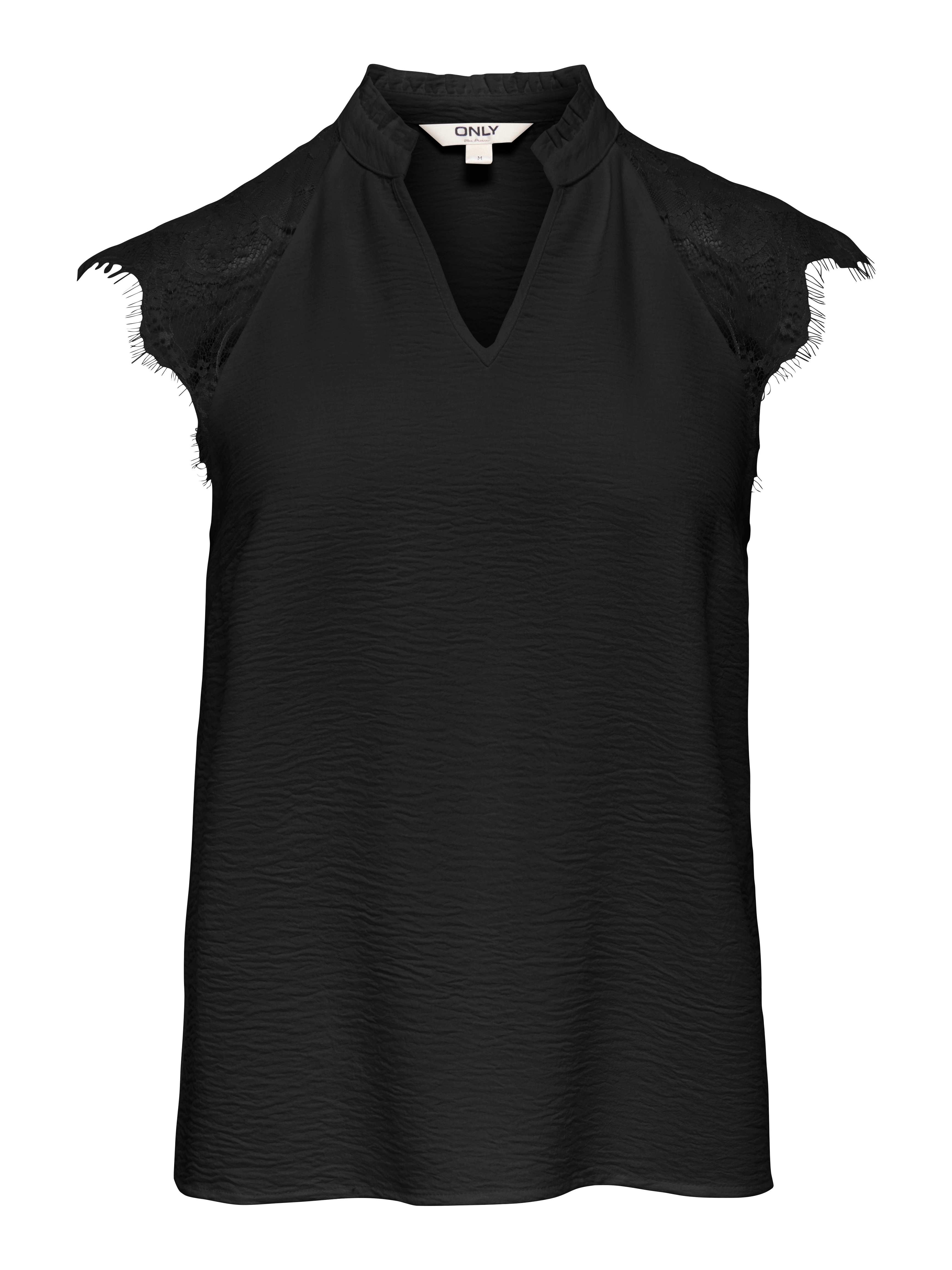 ONLY Shirttop "ONLPLOY METTE SL LACE V-NECK TOP WVN" Kunstfaser, regular fit, V-Ausschnitt