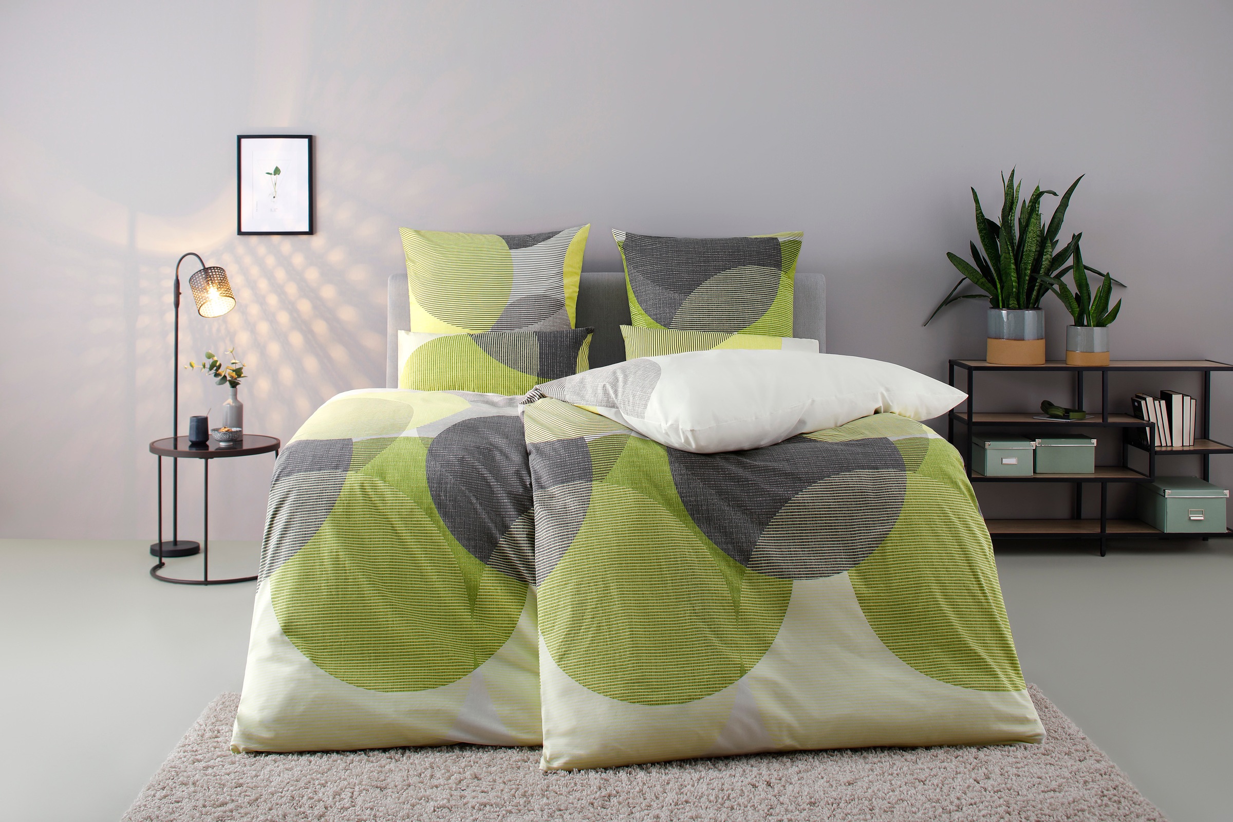 OTTO home Bettwäsche "Carla ab Gr. 135x200 cm und in drei Qualitäten" 2 Stk. 100% Baumwolle, geometrisches Design, Kreise, Bierbaum by OTTO home