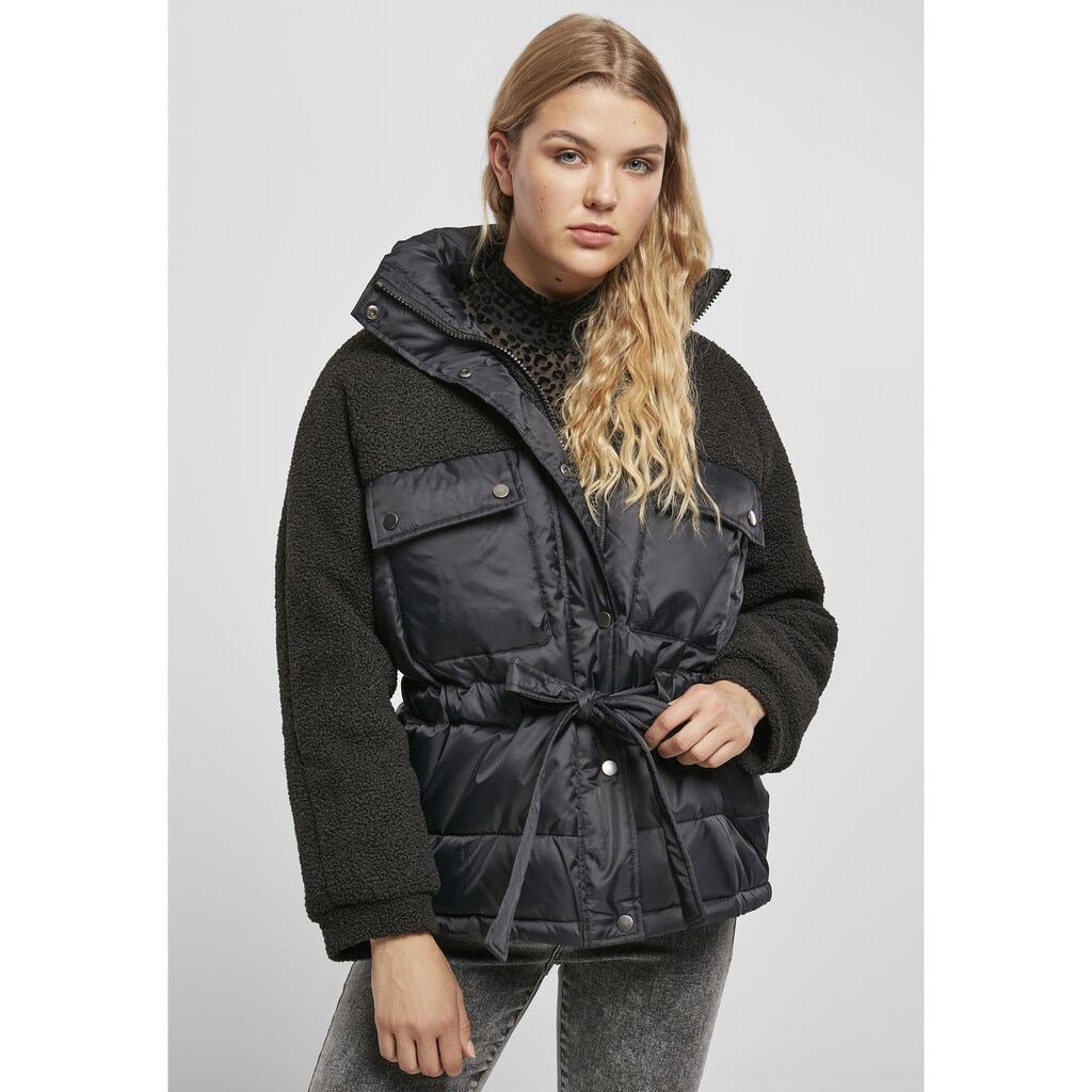 URBAN CLASSICS Winterjacke »Damen Ladies Sherpa Mix Puffer Jacket«, (1 St.), ohne Kapuze