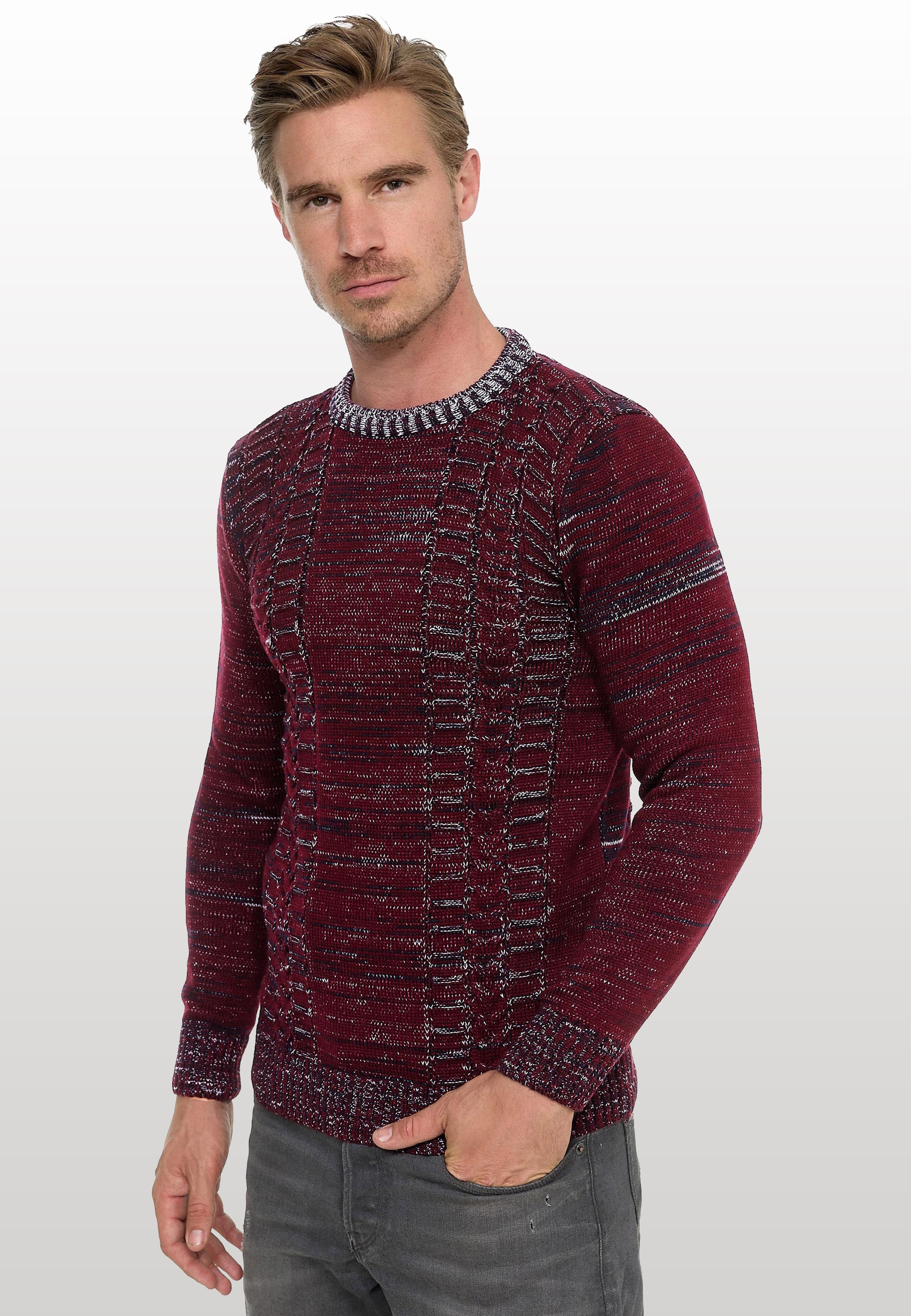 Rusty Neal Strickpullover, mit meliertem Design