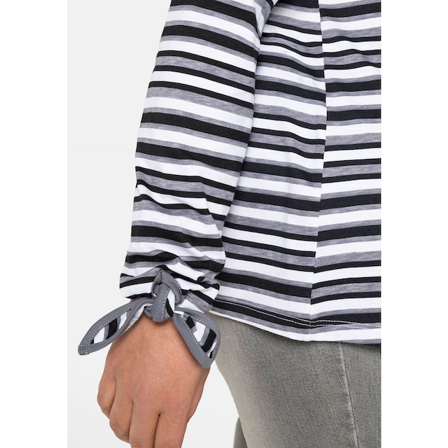 Sheego Langarmshirt »Große Größen«, mit Ringeln und Knoten am Ärmelsaum  online bestellen | BAUR