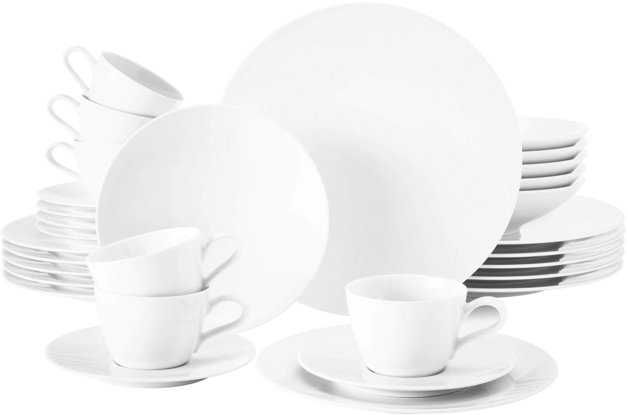 Seltmann Weiden Kombiservice »Geschirr-Set, Service Life«, (Set, 30 tlg.), Teller Set, Tassen, weiß, Made in Germany, 30 Teile, für 6 Personen