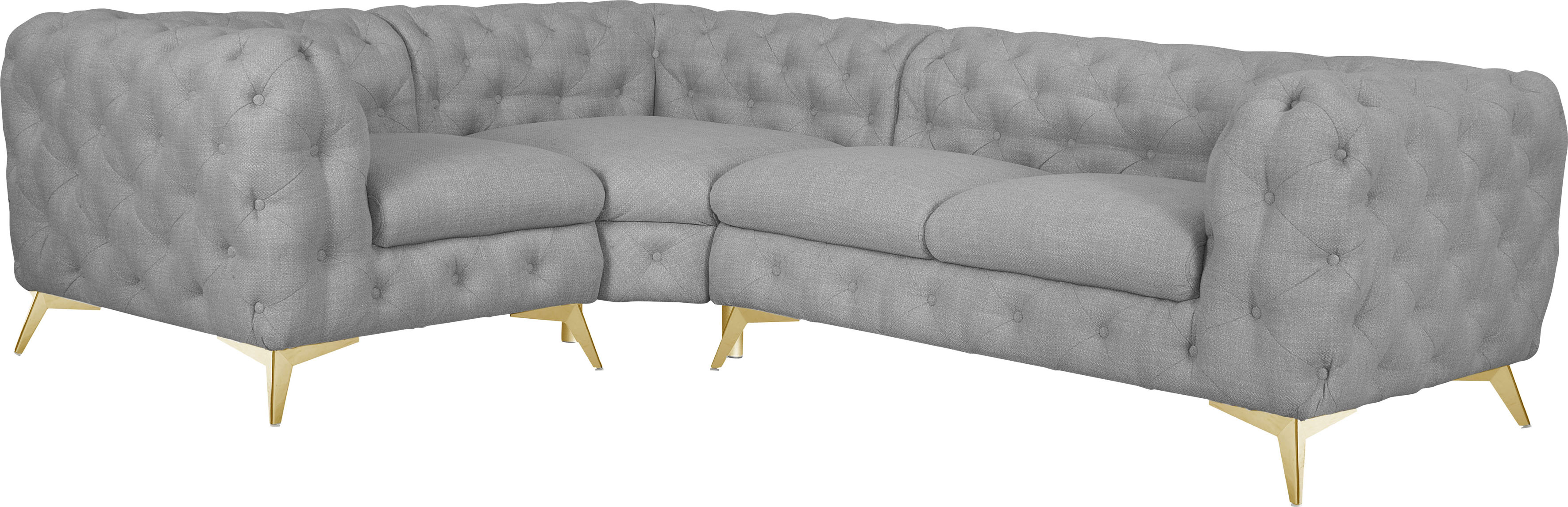 Thumbnail - Leonique Chesterfield-Sofa "Ecksofa GLYNIS L-Form mit Wellenunterfederung, Maße B/T/H 264/204/75cm", aufwändige Knopfhef...