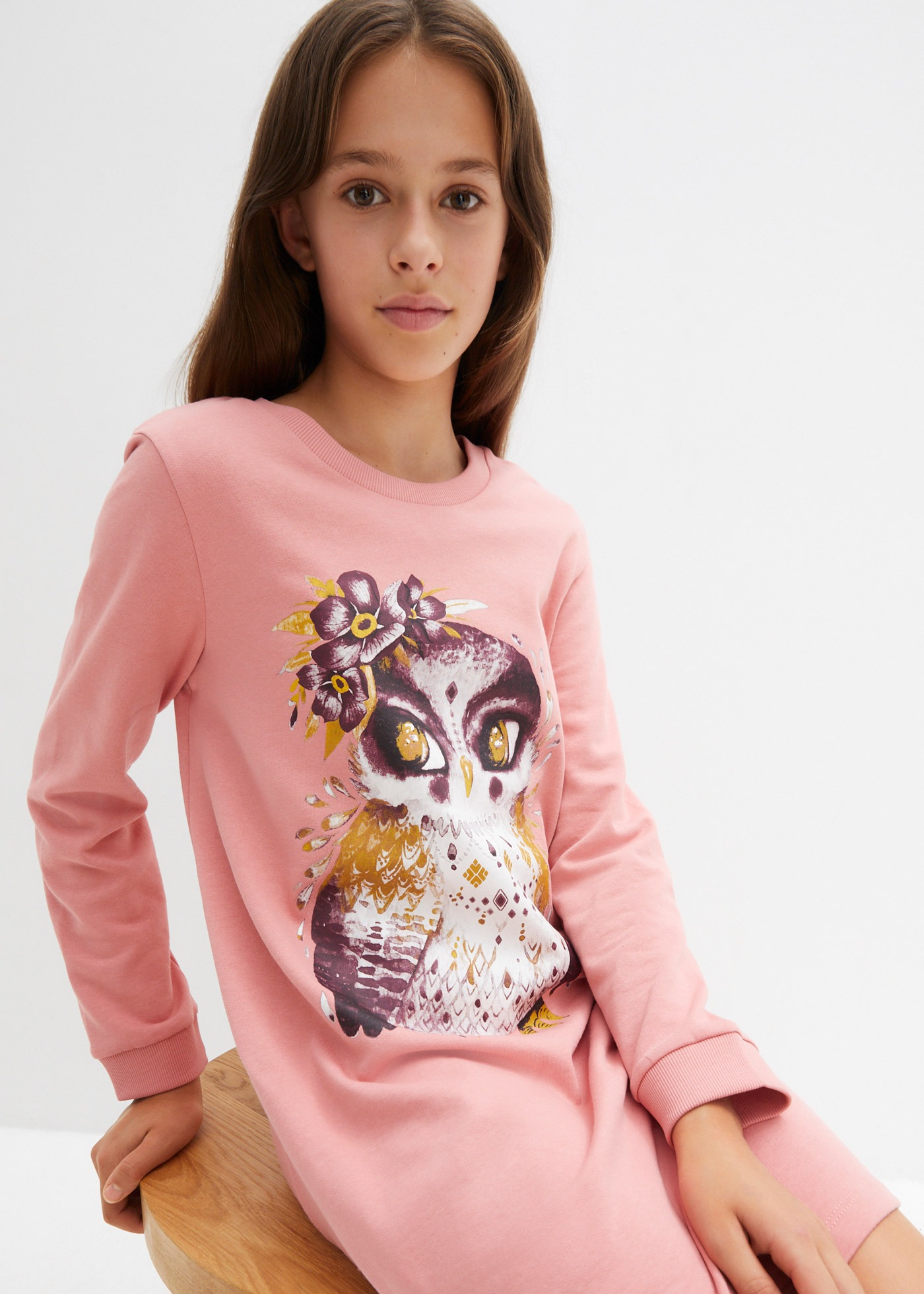 Thumbnail - bonprix Sweatkleid "Sweatkleid aus reiner Baumwolle" für den Alltag, aus Baumwolle, Regular Fit, mit Tiermotiv-Print