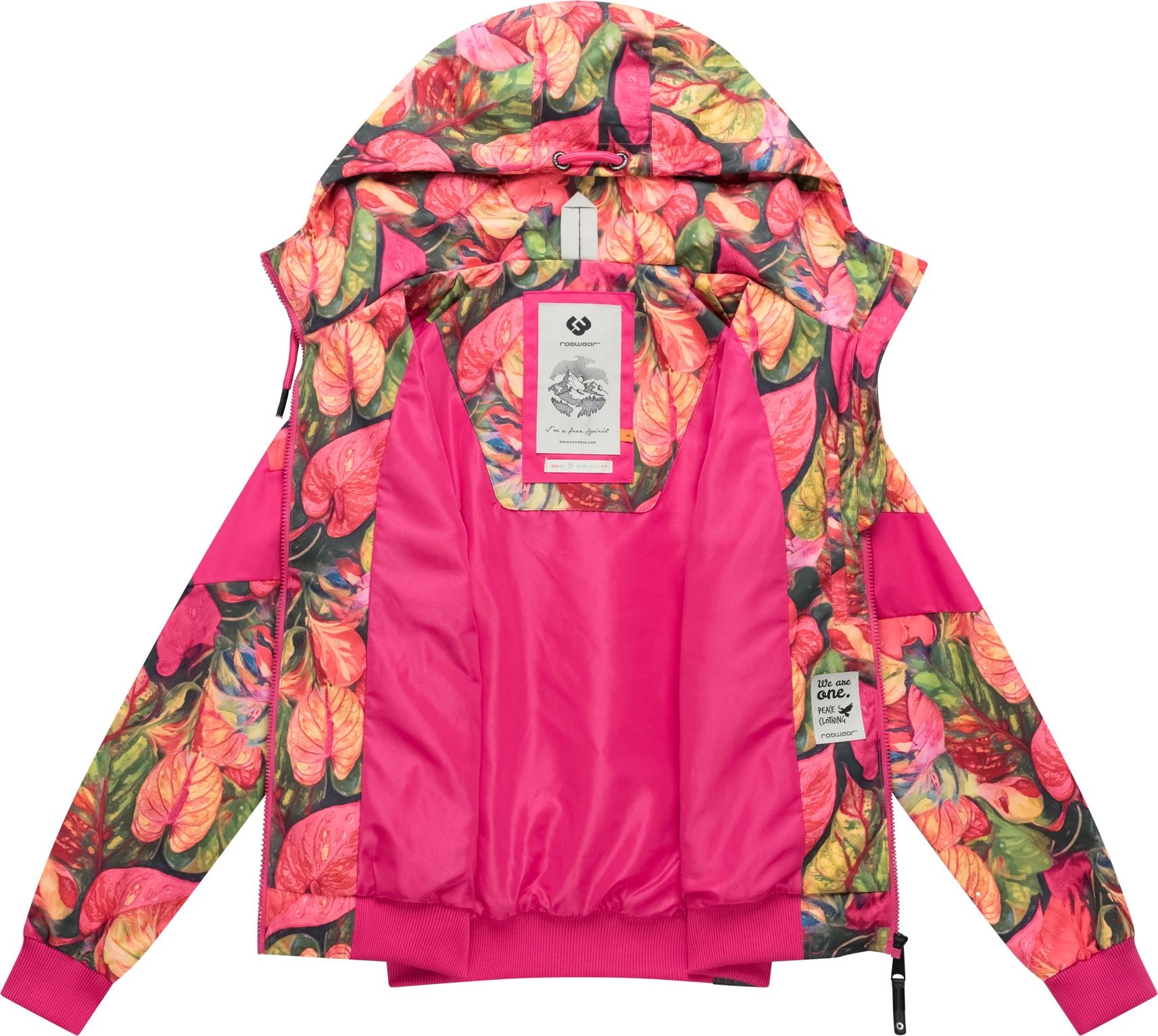 Ragwear Outdoorjacke »Nuggie Block Flower« mit Kapuze modische Damen Freizeitjacke mit floralem Print