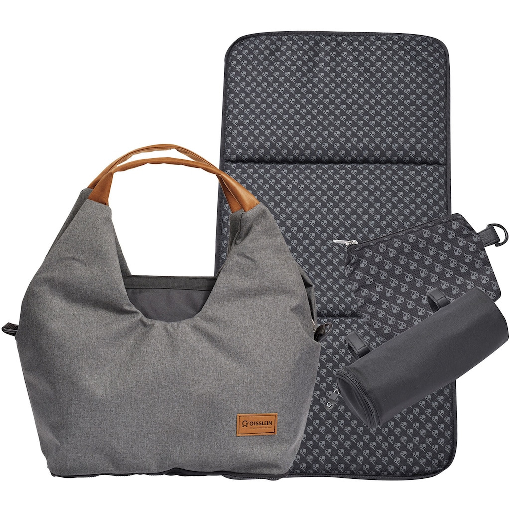 Gesslein Wickeltasche »N°5, grau meliert/schwarz«, mit Wickelauflage und Flaschenhalter, Made in Germany