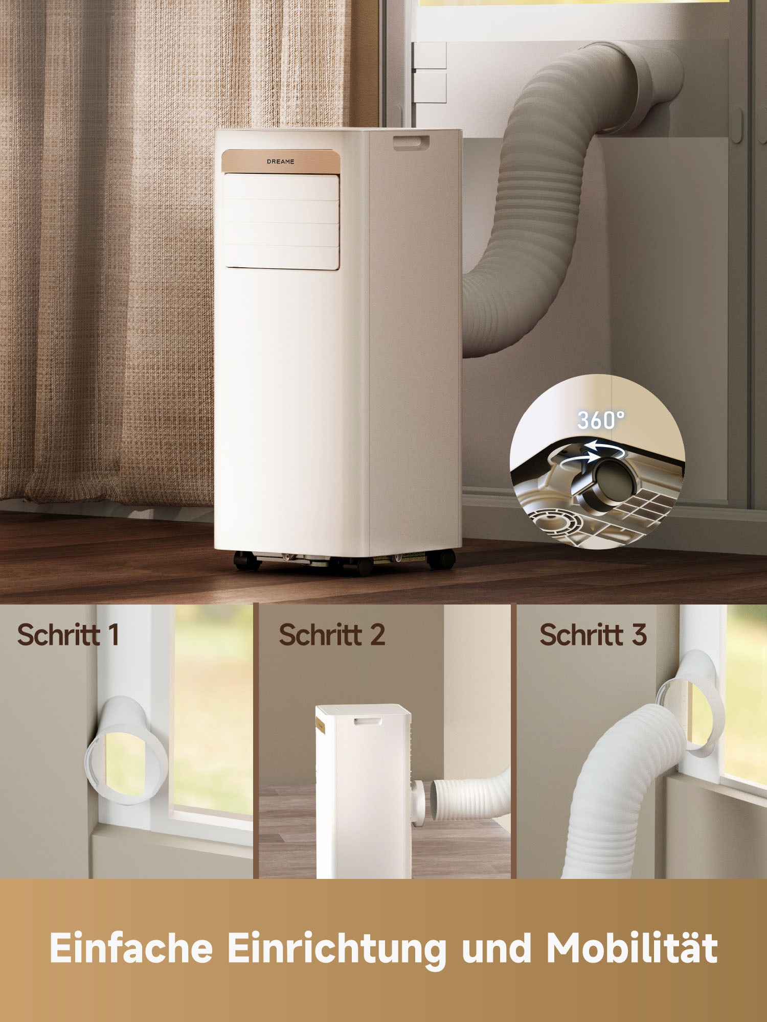 Dreame Klimagerät »P-Wind10 9k« 3in1 Kühlen/Entfeuchten/Ventilator, mobil, APP‑Steuerung, Nachtmodus
