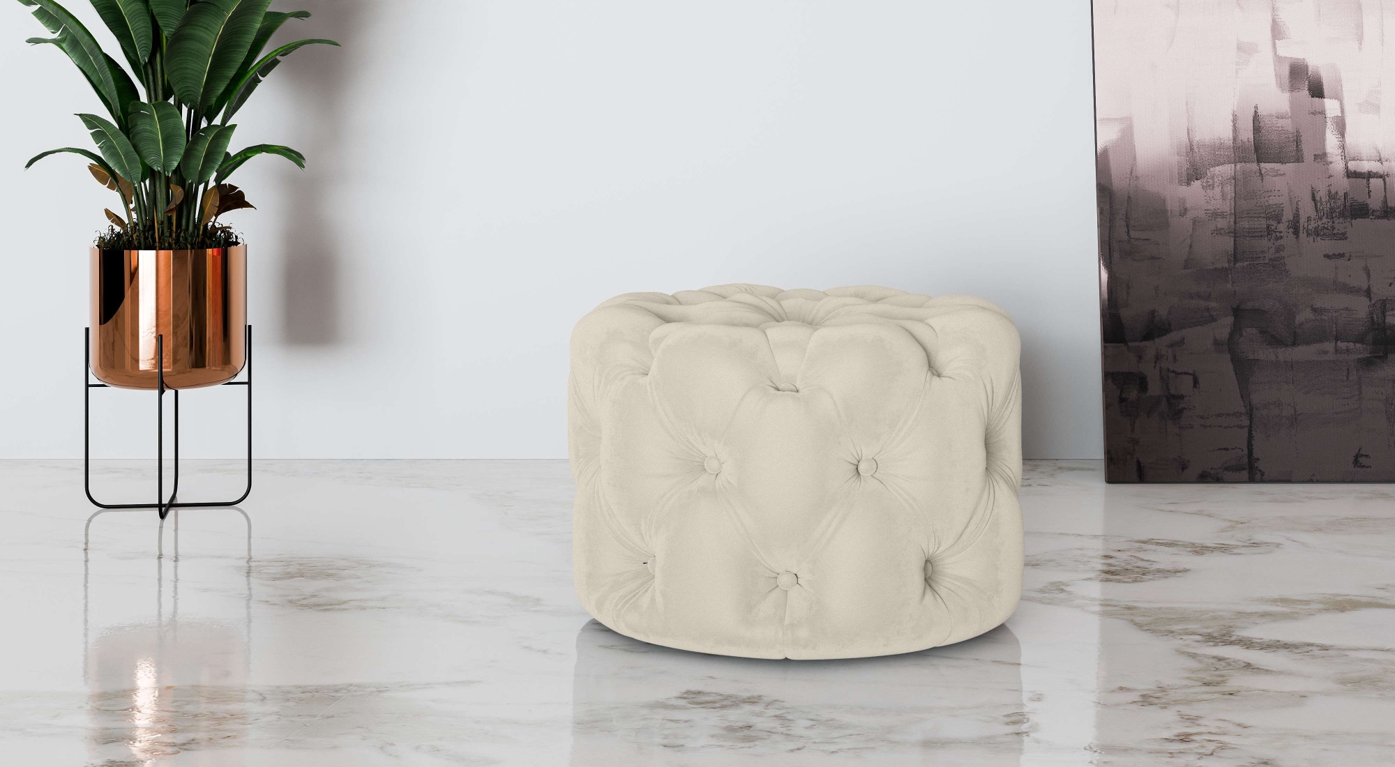 Home affaire Hocker "FOLLINA" Polsterhocker mit klassischer Chesterfield-Kn günstig online kaufen