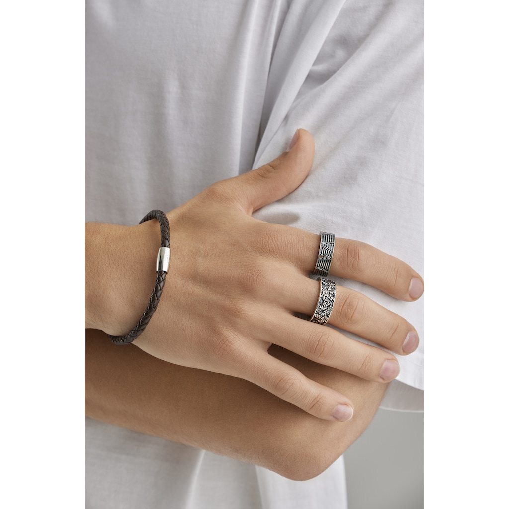 CAÏ Armband »Edelstahl Leder braun 23cm«
