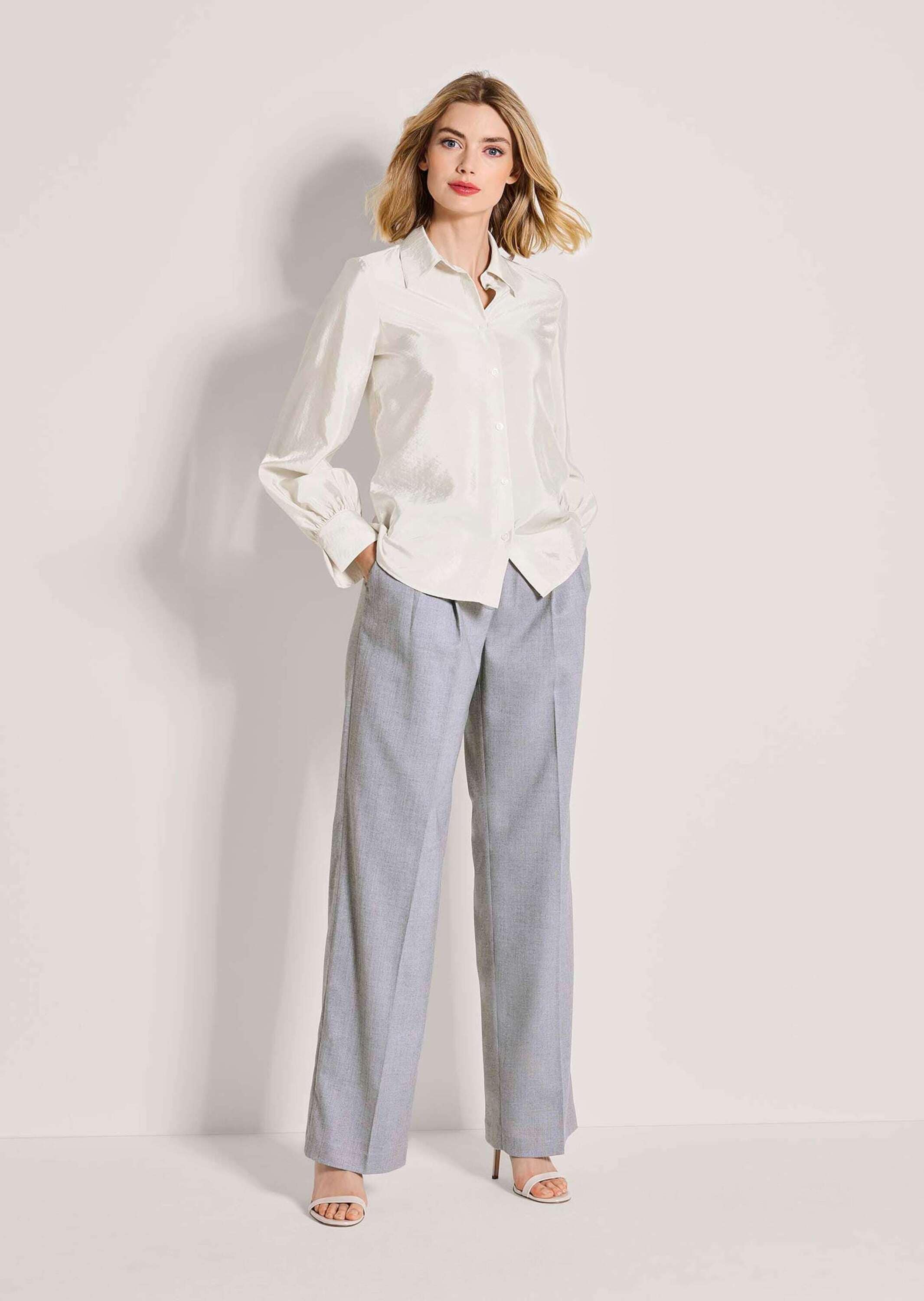 MADELEINE Langarmbluse »Hemdbluse Glanzbluse mit Hemdkragen«