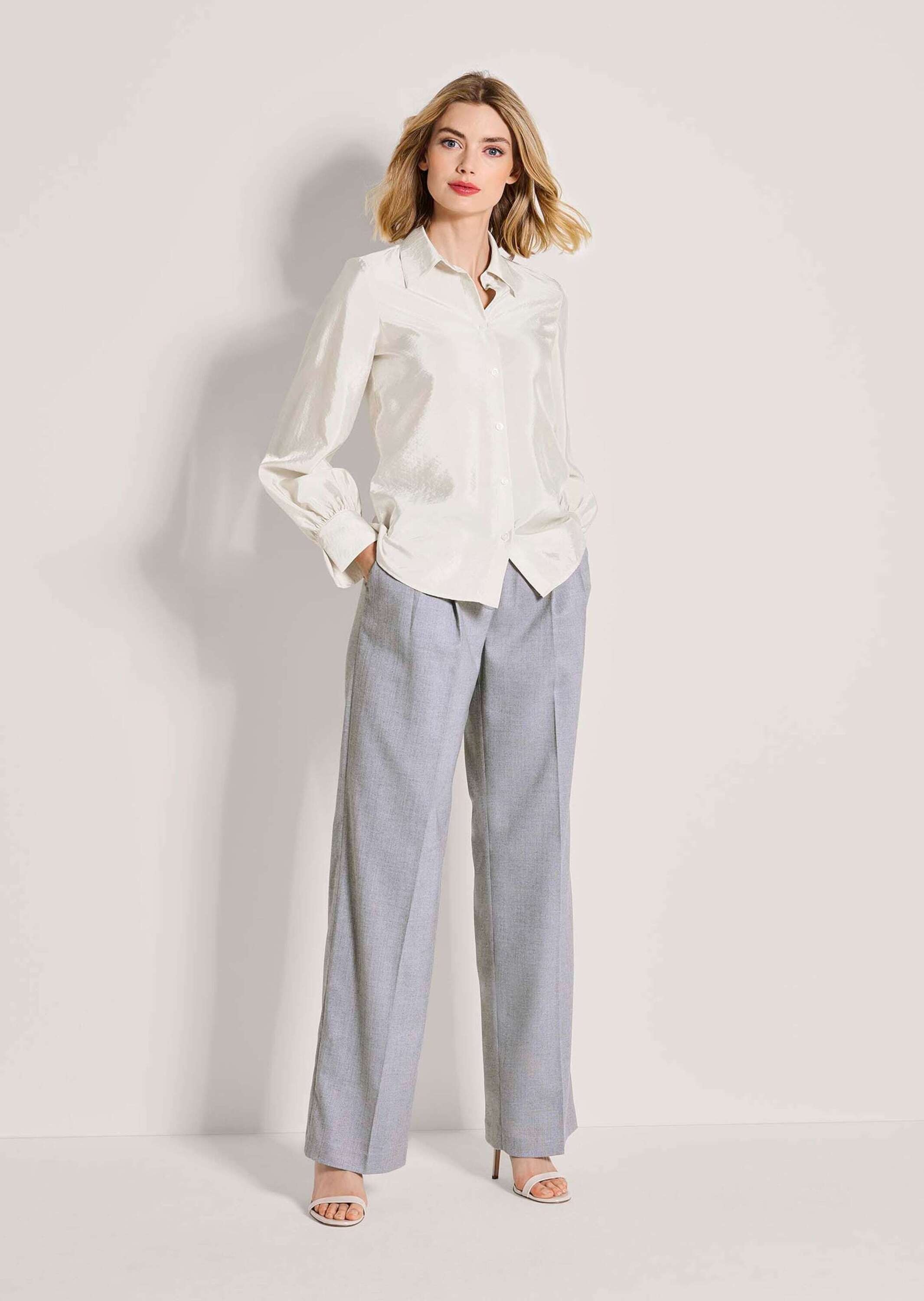 MADELEINE Langarmbluse "Hemdbluse Glanzbluse mit Hemdkragen" Bluse mit Kräu günstig online kaufen