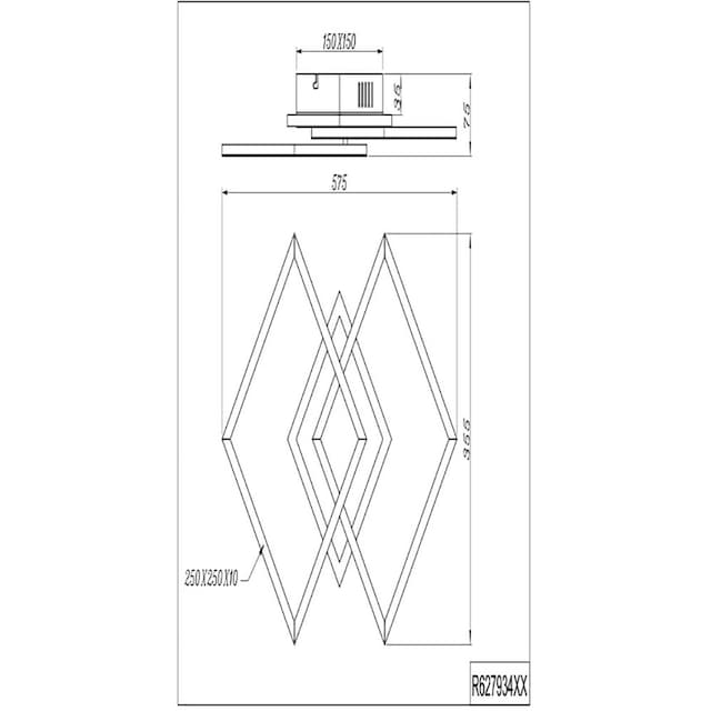 | 35x57 dimmbar, flammig-flammig, BAUR Lumen Leuchten 1 25W, »Venida«, 4000K, TRIO 3000 cm LED Memoryfunktion, Deckenleuchte neutralweiß