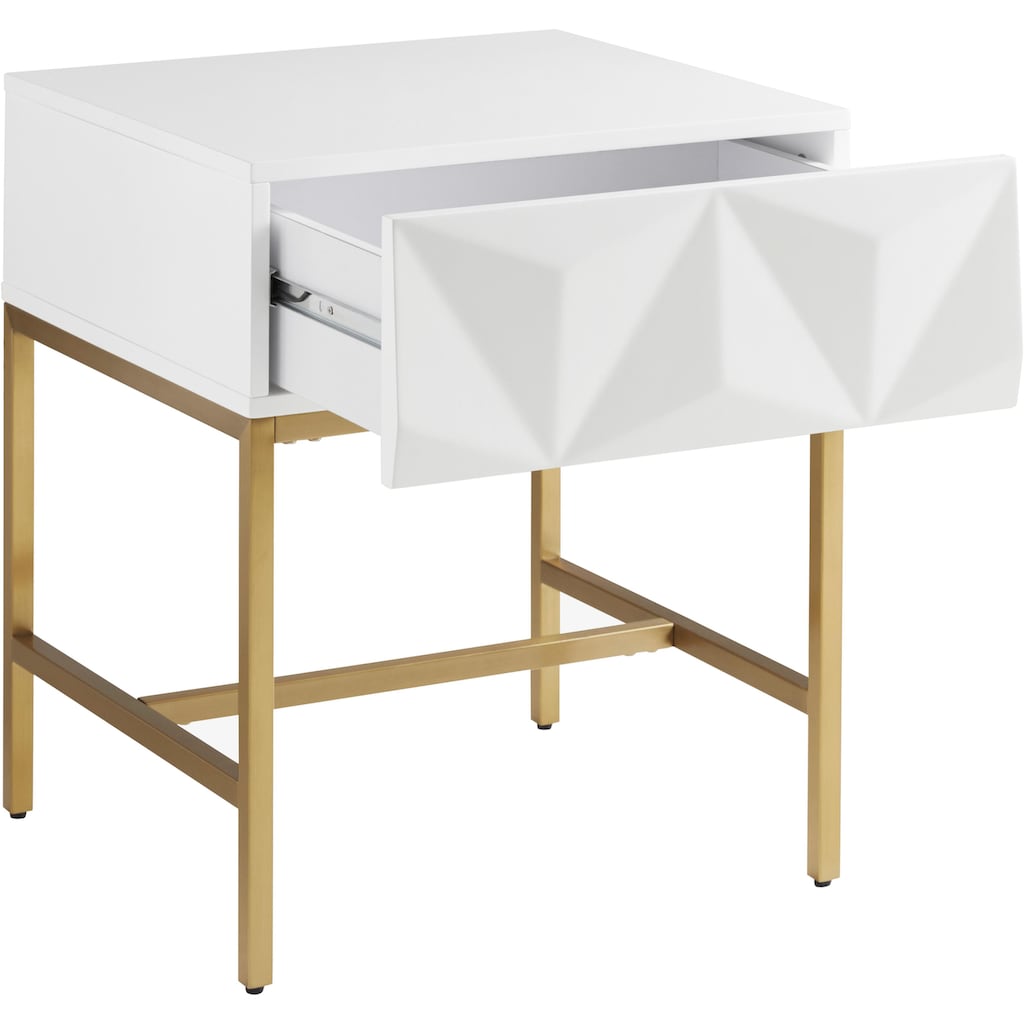 Leonique Beistelltisch »Minfi«, Schublade mit 3D-Front, auch als Nachttisch geeignet, Breite 50 cm