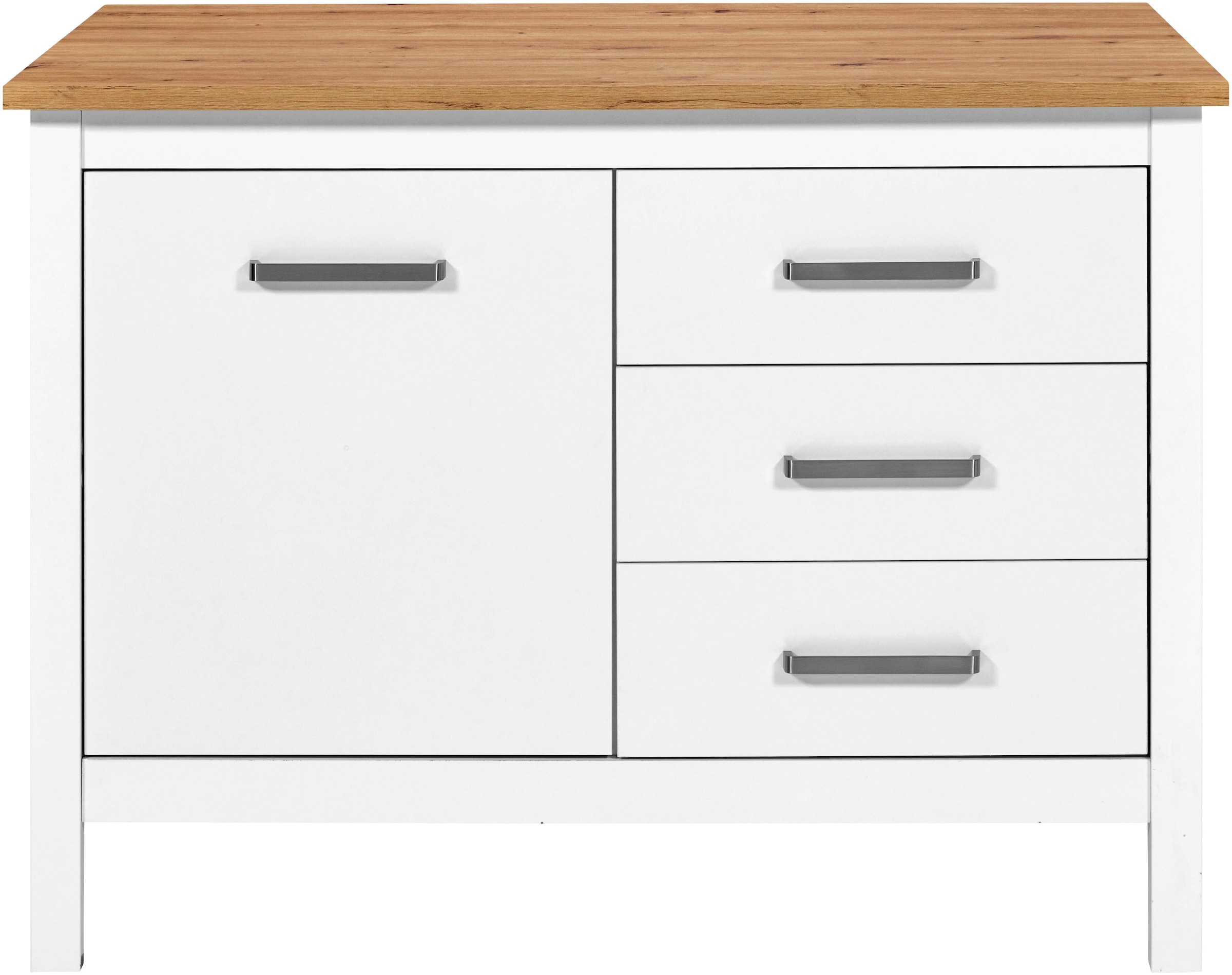 Inter Link Bartisch »Pienza im Skandi Look, multifunktional für Küche & Essbereich, Weiss« 1 Stk. tlg. Kücheninsel mit Soft-Close, Platz für 2 Hocker, 124x75x91 cm