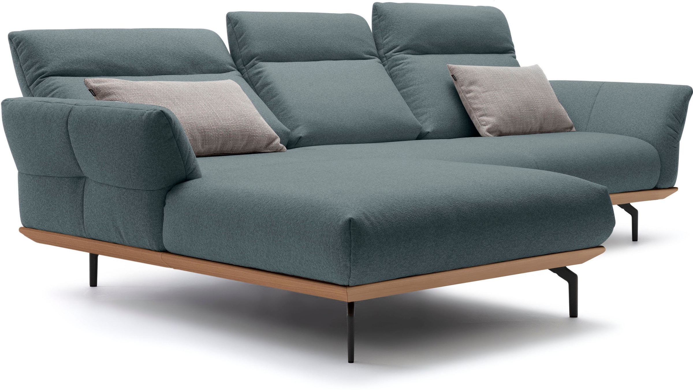 Creation BY ROLF BENZ Ecksofa »CR.460«, Sockel in Eiche, Alugussfüße in umbragrau, Breite 298 cm