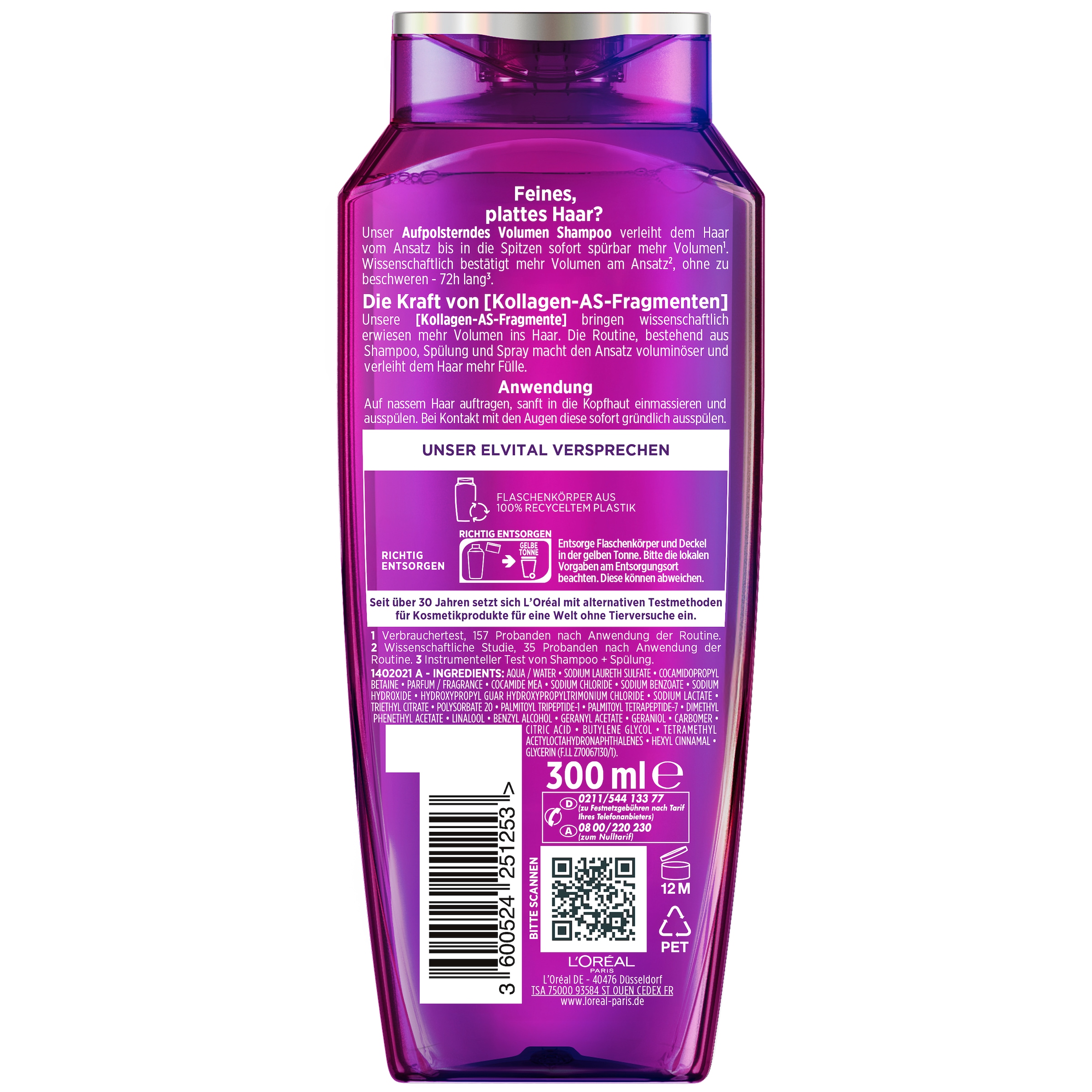 L'ORÉAL PARIS Haarshampoo »L'Oréal Paris Elvital Collagen Lifter Shampoo 6er Packung«