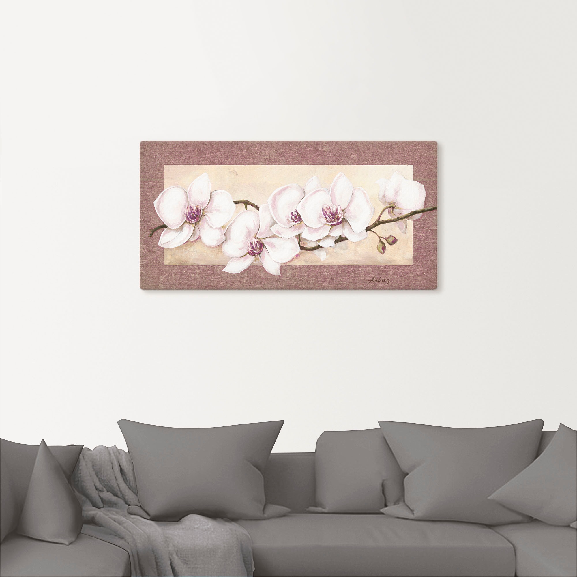 Artland Wandbild »Orchideenzweig_in Beerentönen«, Blumen, (1 St.), als Alubild, Outdoorbild, Leinwandbild in verschied. Größen