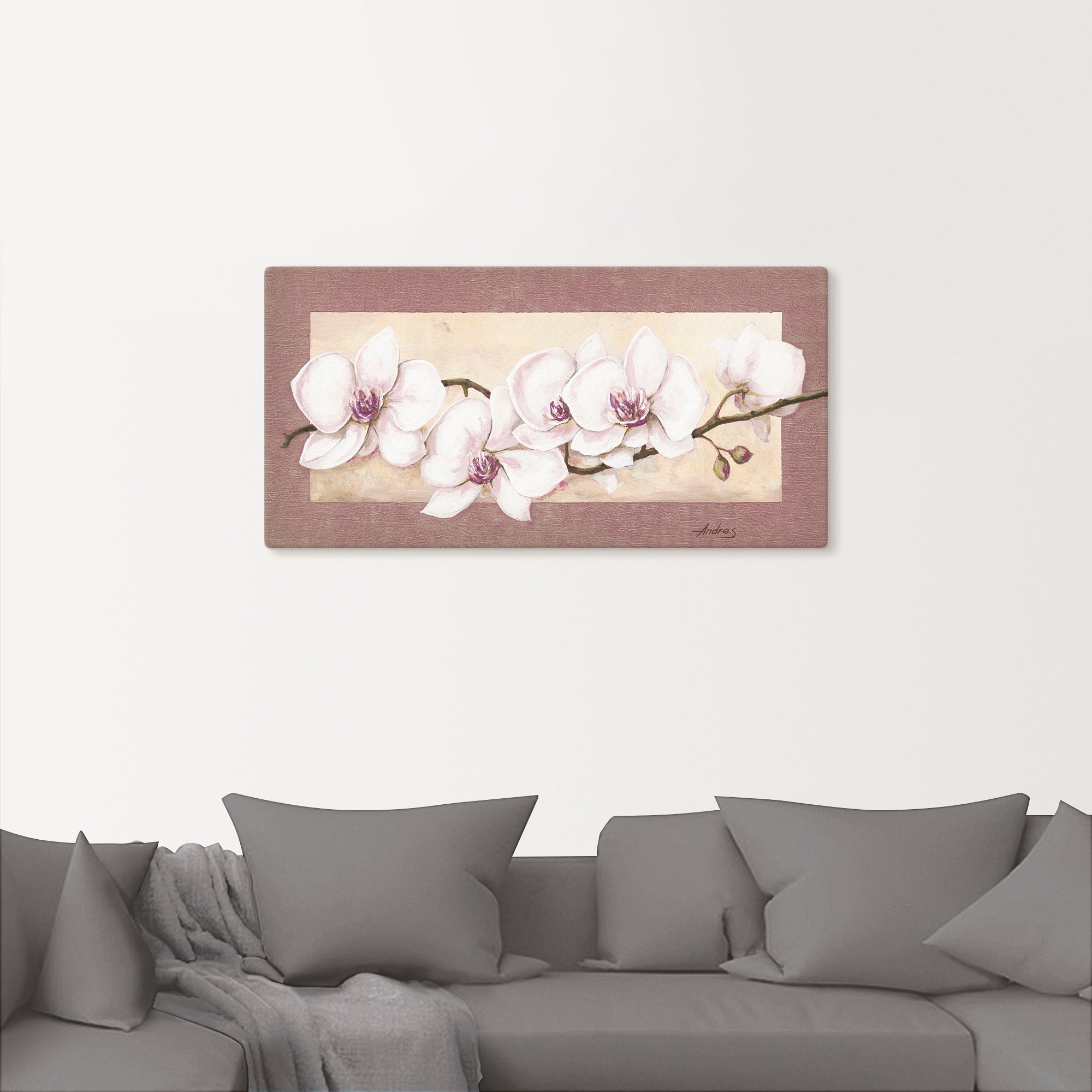 Thumbnail - Artland Leinwandbild "Orchideenzweig in Beerentönen" Blumen 1 Stk. tlg. auf Holzrahmen gespannt