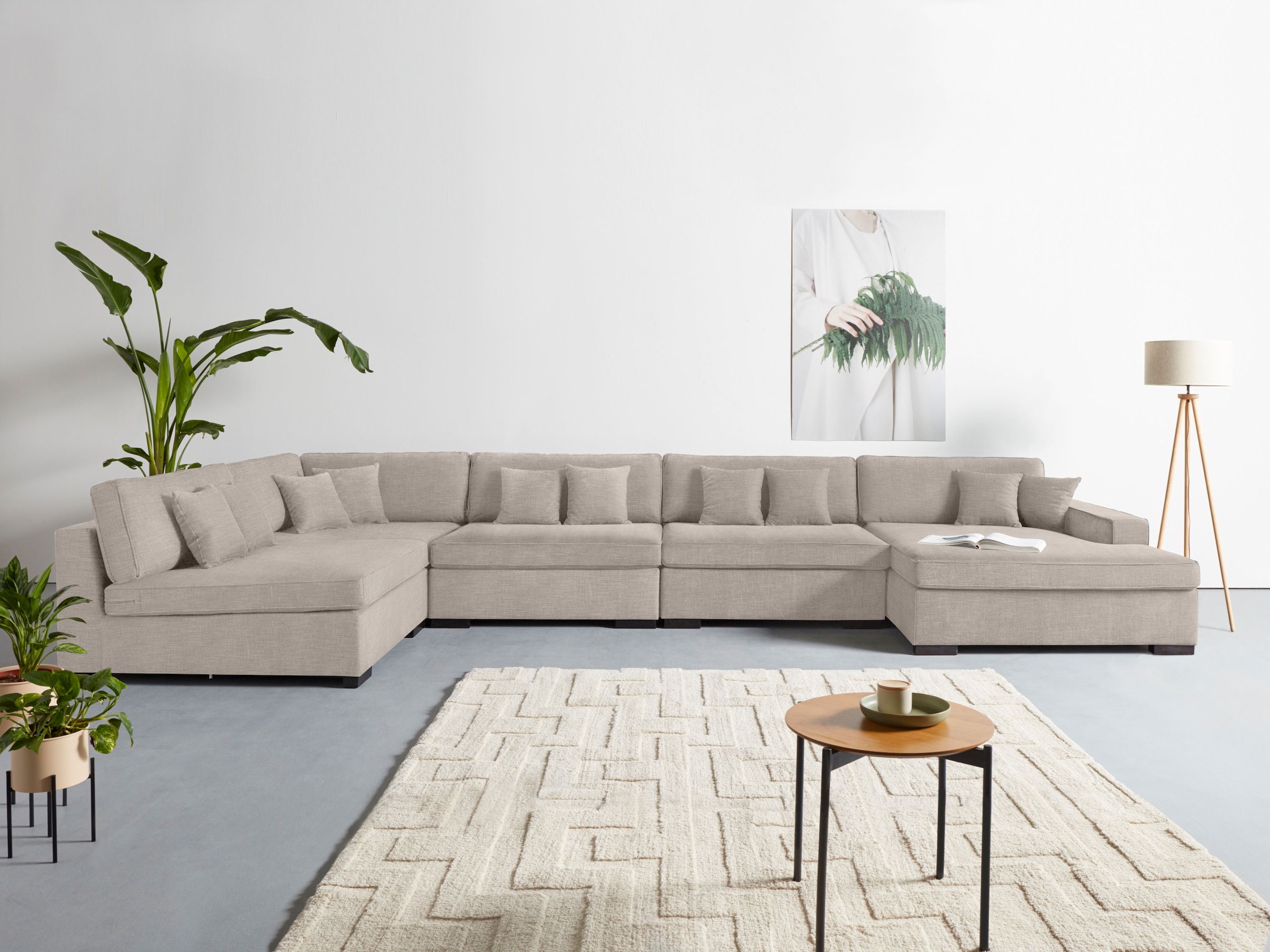 Home affaire Wohnlandschaft "Skara XXL U-Form", Lounge-Sofa XXL mit Federke günstig online kaufen
