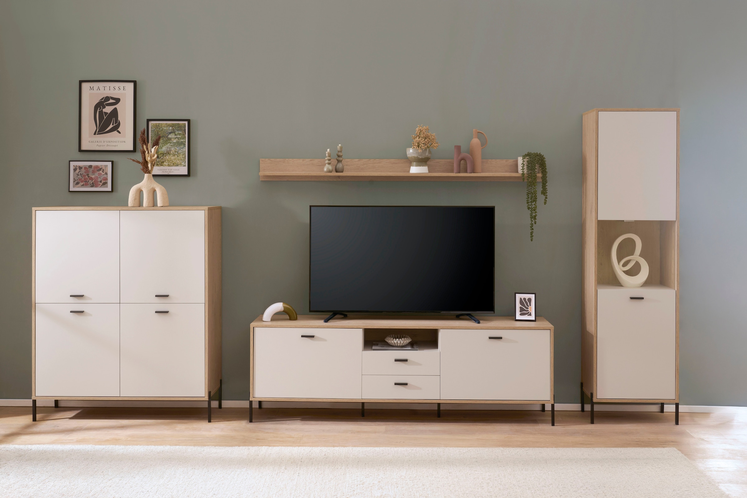 Home affaire Wohnwand »Fredericia, moderne Anbauwand, Komplettset in Kaschmir« Set, 4 Stk. tlg.