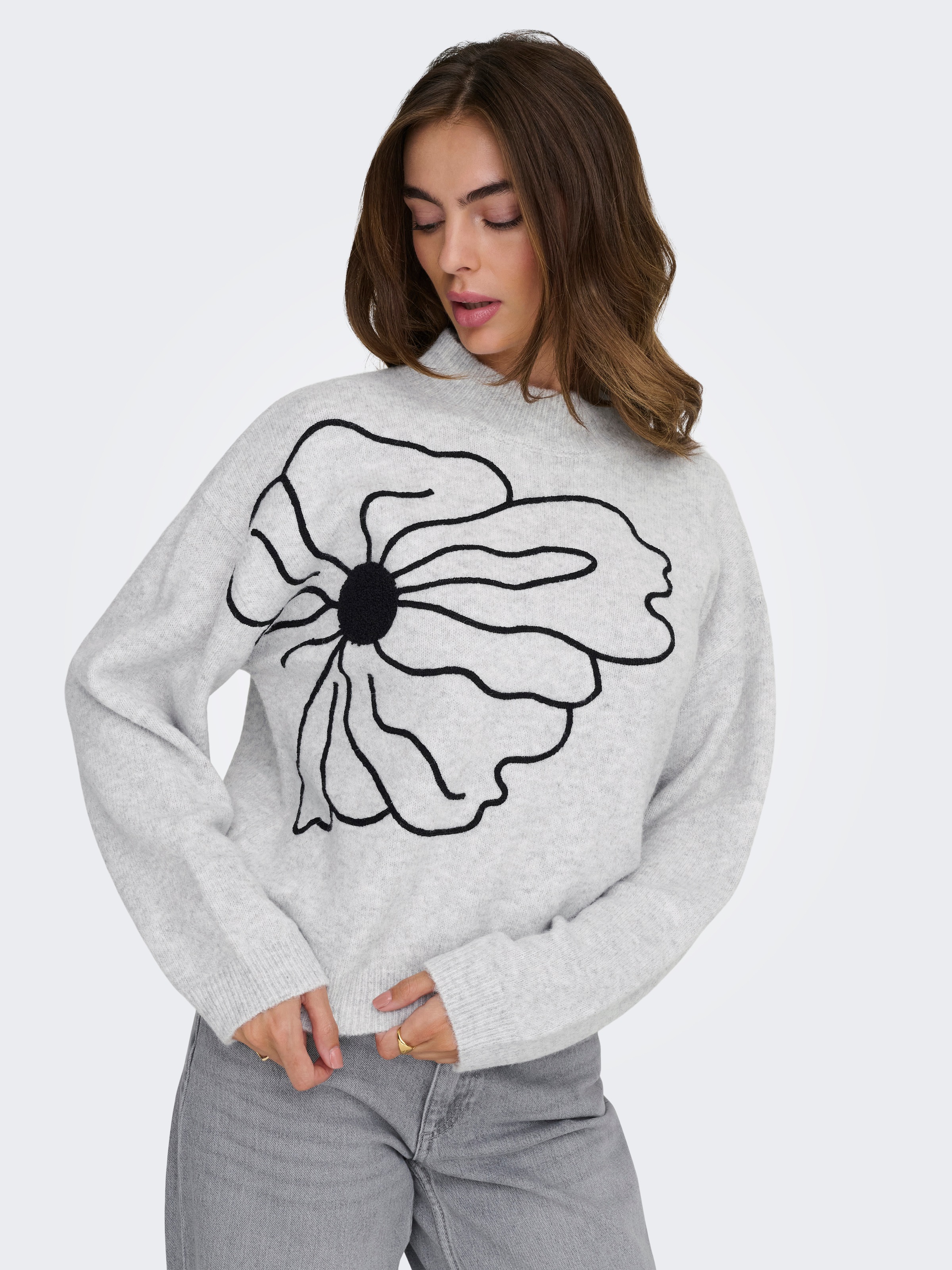 ONLY Strickpullover "ONLLOI LS HIGH NECK FLOWER PULL EX KNT" günstig online kaufen