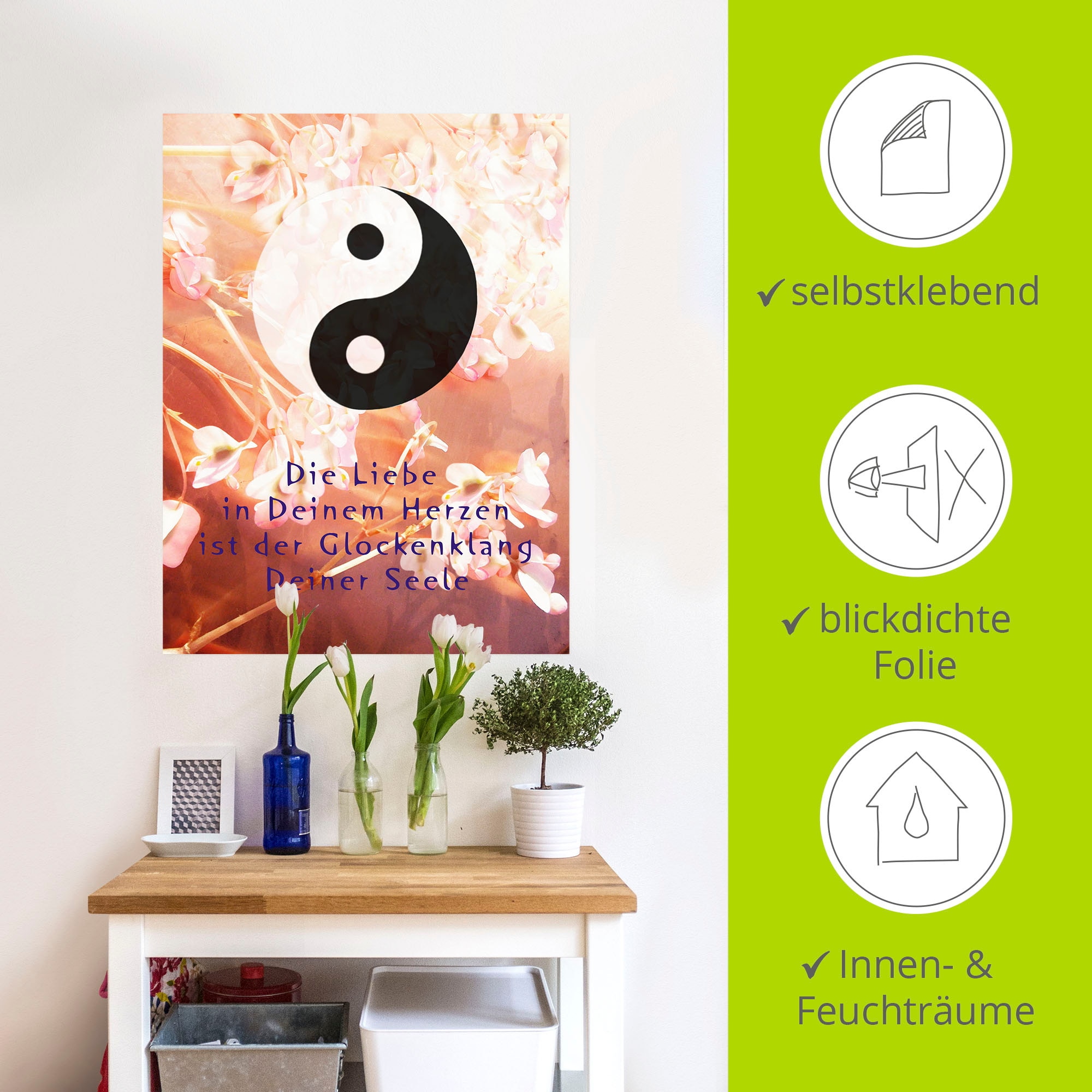 Artland Wandbild »Yin Yang Glockenklang«, Spirituelle Bilder, (1 St.), als Poster, Wandaufkleber in verschied. Größen