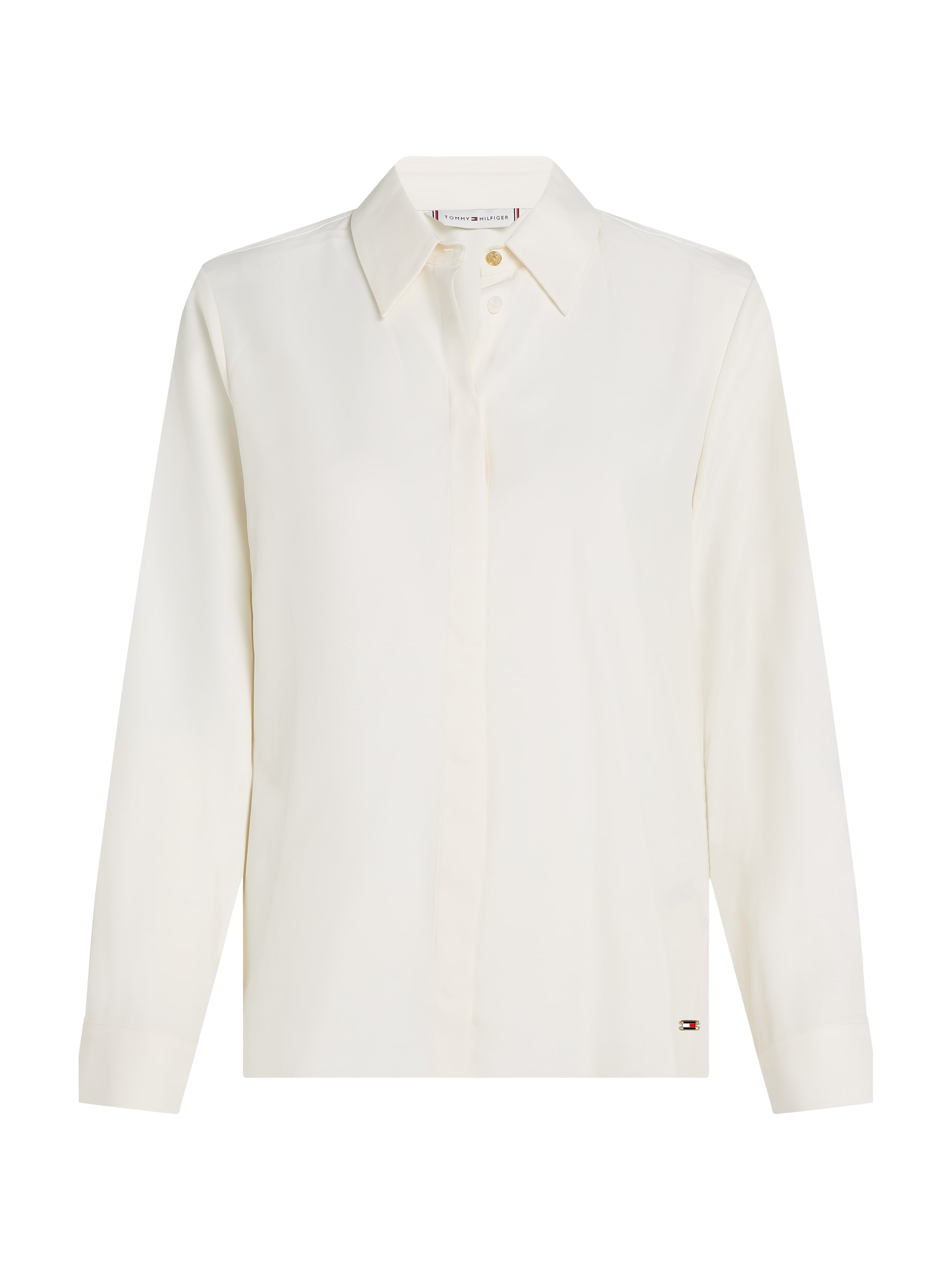 Tommy Hilfiger Hemdbluse »SOFT VISCOSE REGULAR LS SHIRT«, in Unifarbe, mit Metalllabel