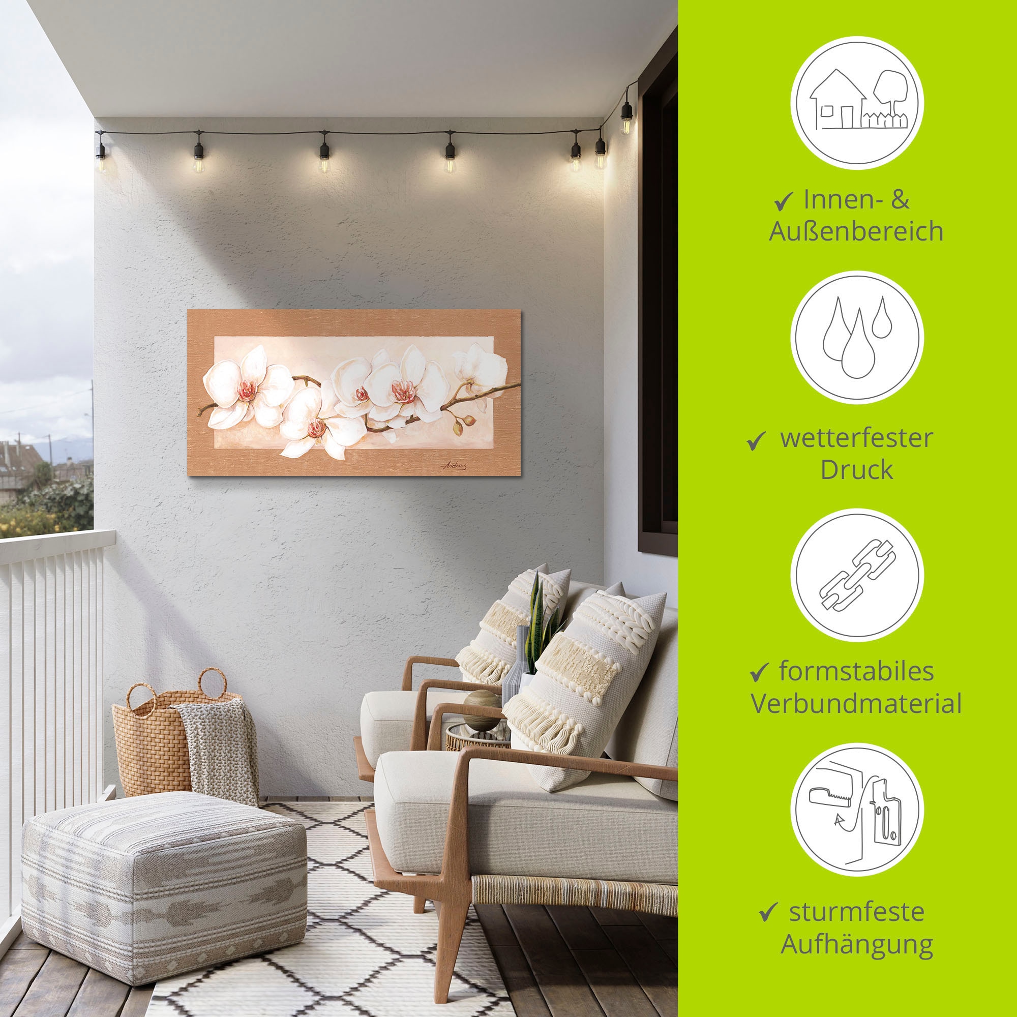 Artland Wandbild »Orchideenzweig«, Blumenbilder, (1 St.), als Alubild, Outdoorbild, Leinwandbild in verschied. Größen