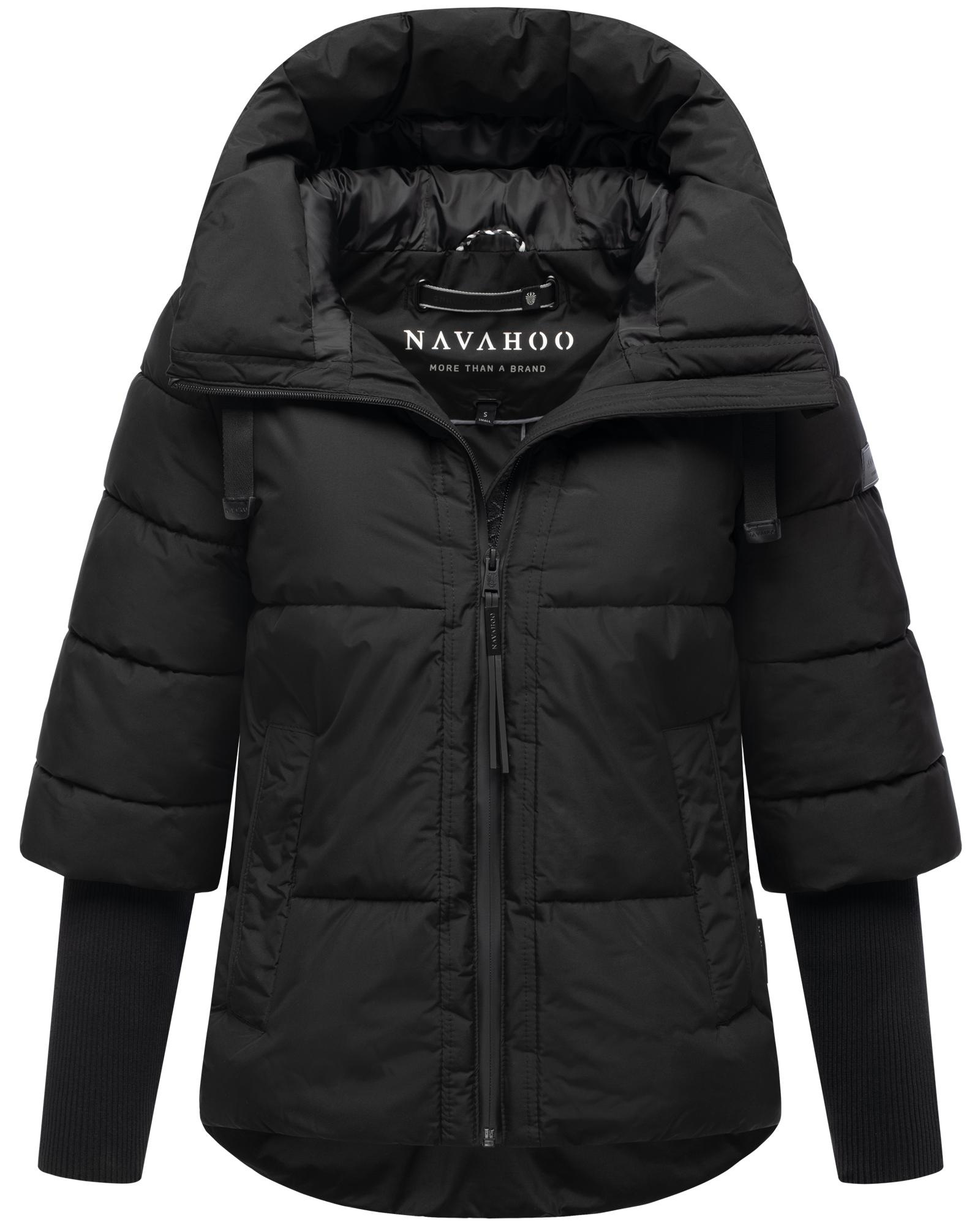 Navahoo Steppjacke "Lotusherz XIV" mit Kapuze Warme gesteppte Winterjacke mit Rippstrickärmeln