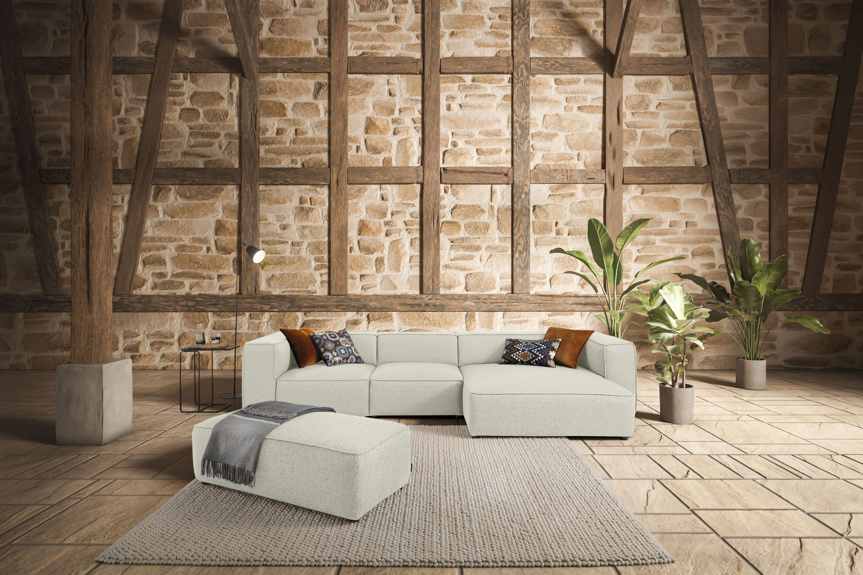 W.SCHILLIG Ecksofa "around-the-block Mega Sofa, viel Platz und hoher Sitzkomfort, L-Form" mit eleganter Biese, mit Federkern, Breite 341 cm