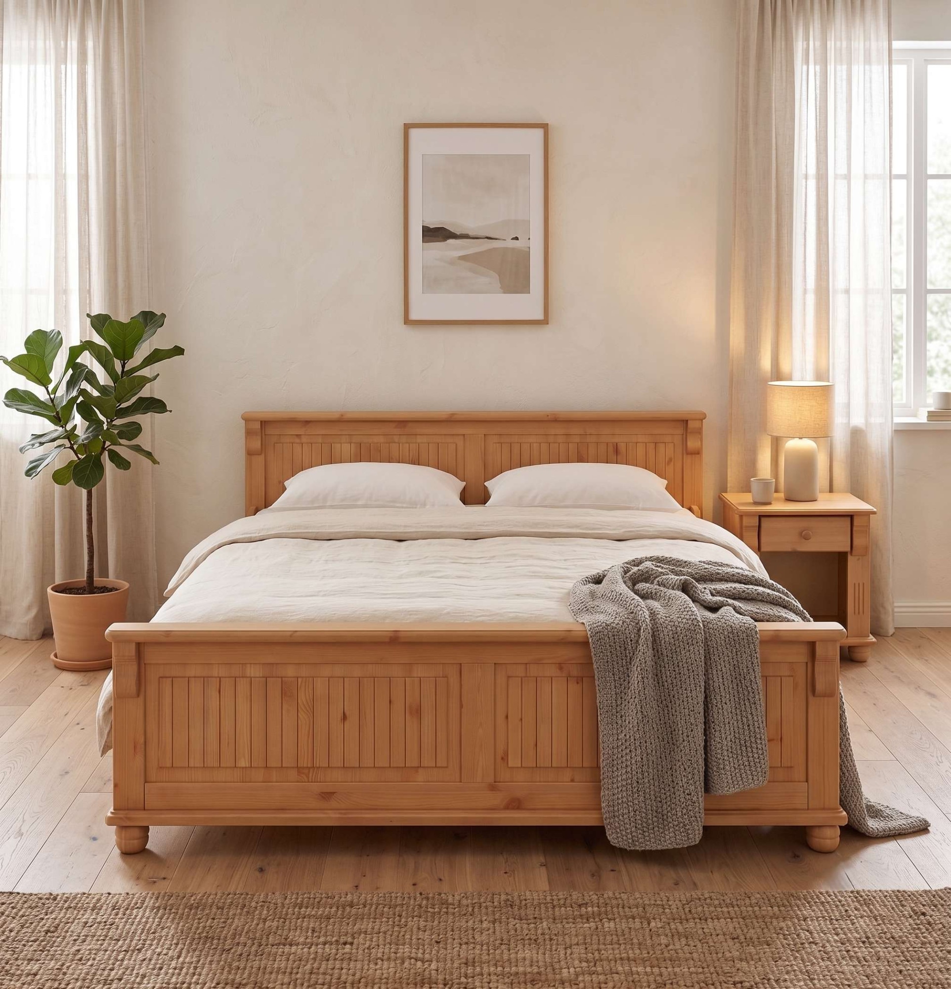 OTTO home Massivholzbett »Adele« Breite 140 oder 180 cm, Landhausstil,  aus massiver Kiefer, schöne Kassettenoptik, Lamellenoptik