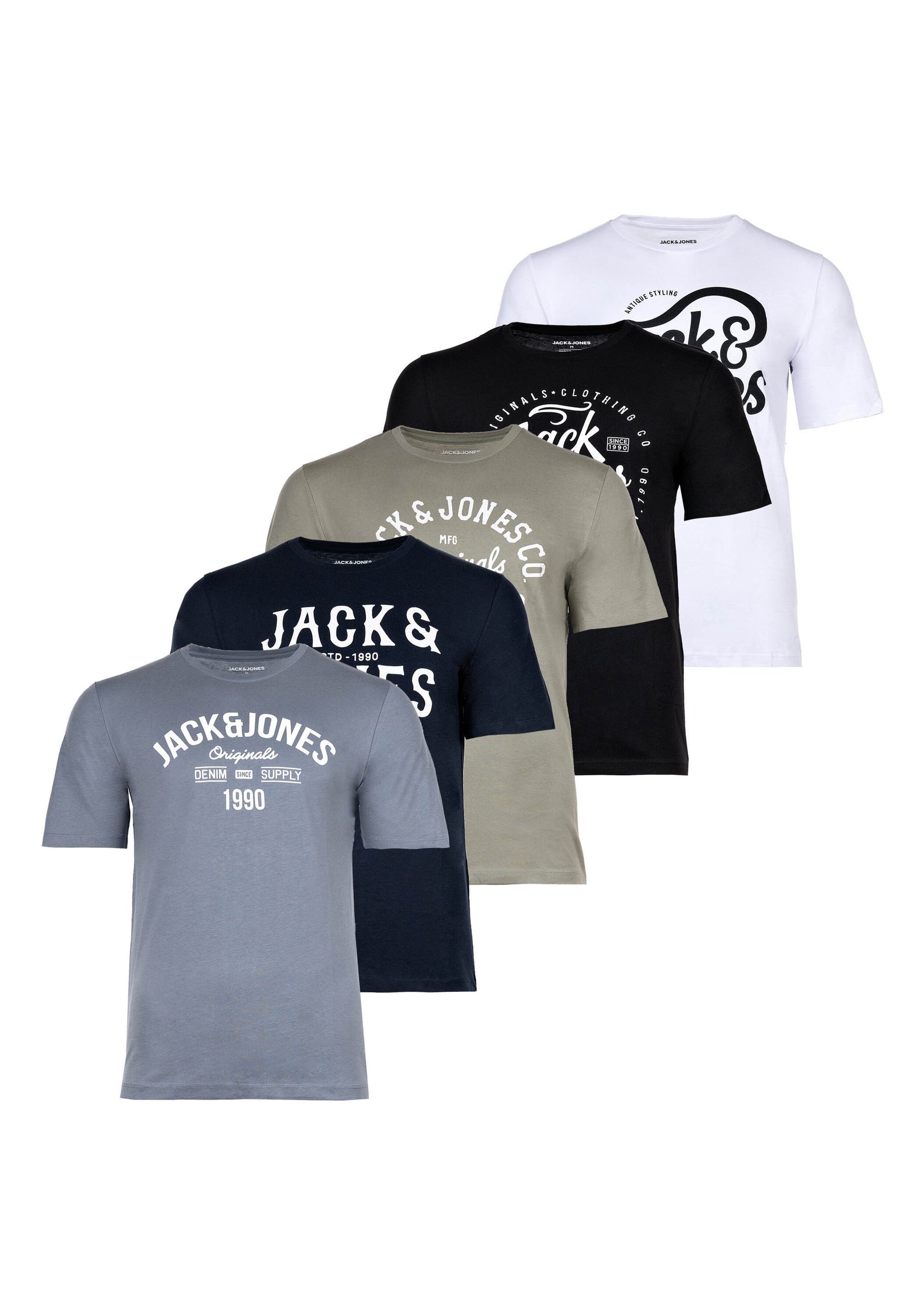 Jack & Jones T-Shirt "T-Shirt JJLEOGRA TEE CREW NECK 5PK 5er Pack" günstig online kaufen